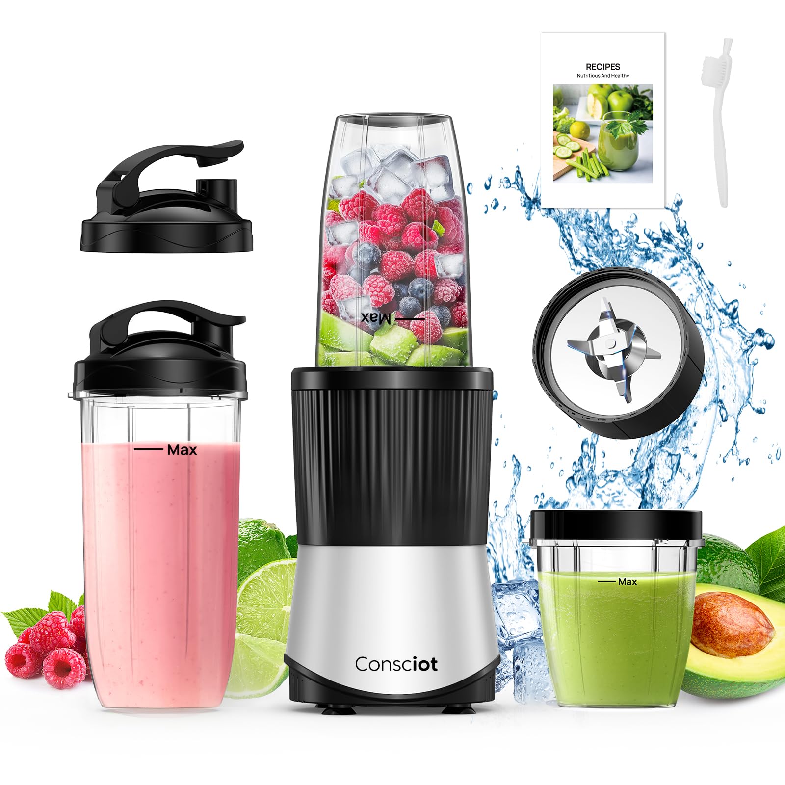 Consciot Cb08 11-Piece Blender For Kitchen And Personal Size, Blend Shakes And Smoothies, Frozen Drinks, Baby Food, Spreads & Mo