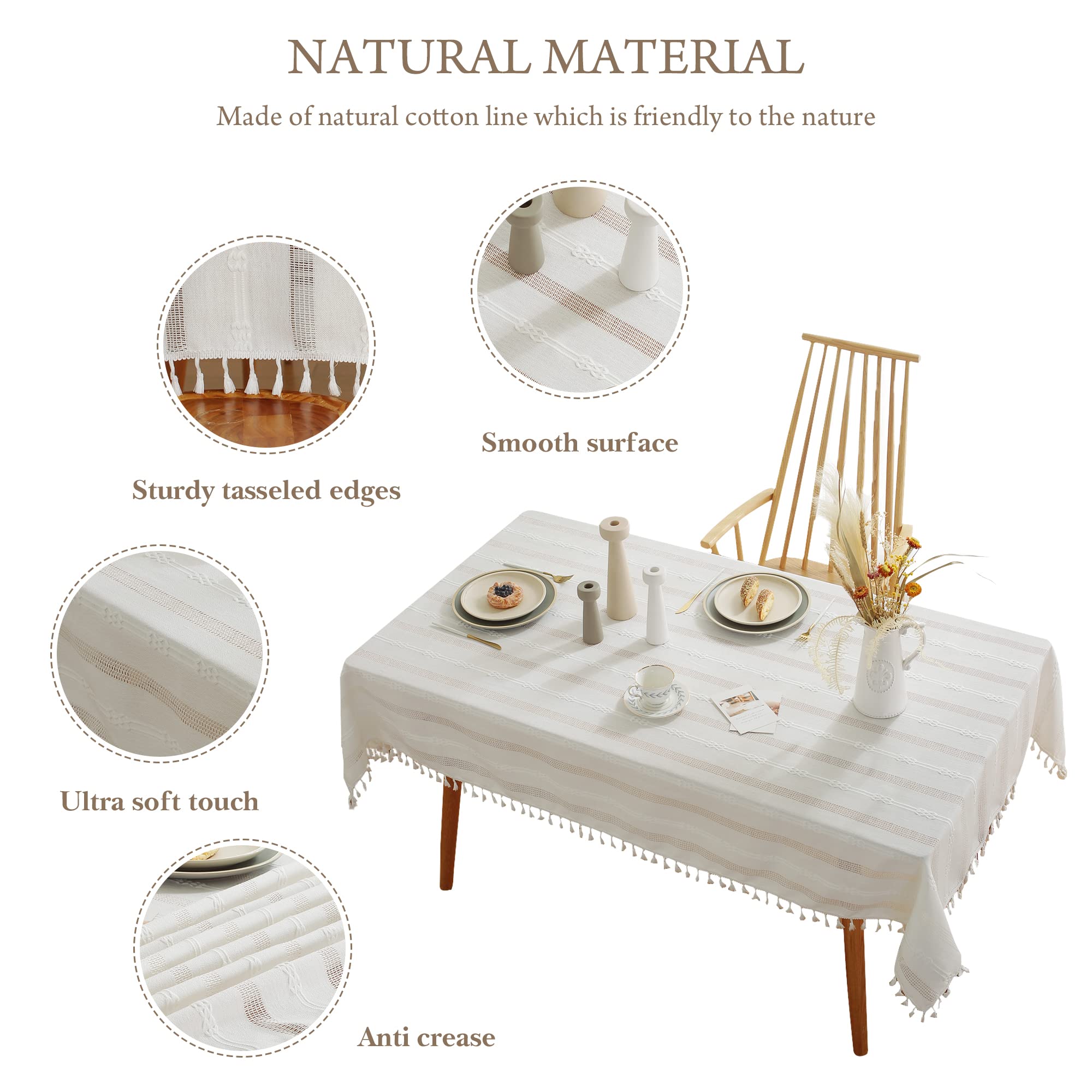 Pahajim Linen Tablecloths Tablecloth Rectangle Table Cloth Heavy Weight Cotton Linen Dust-Proof Table Cover For Party Table Cove