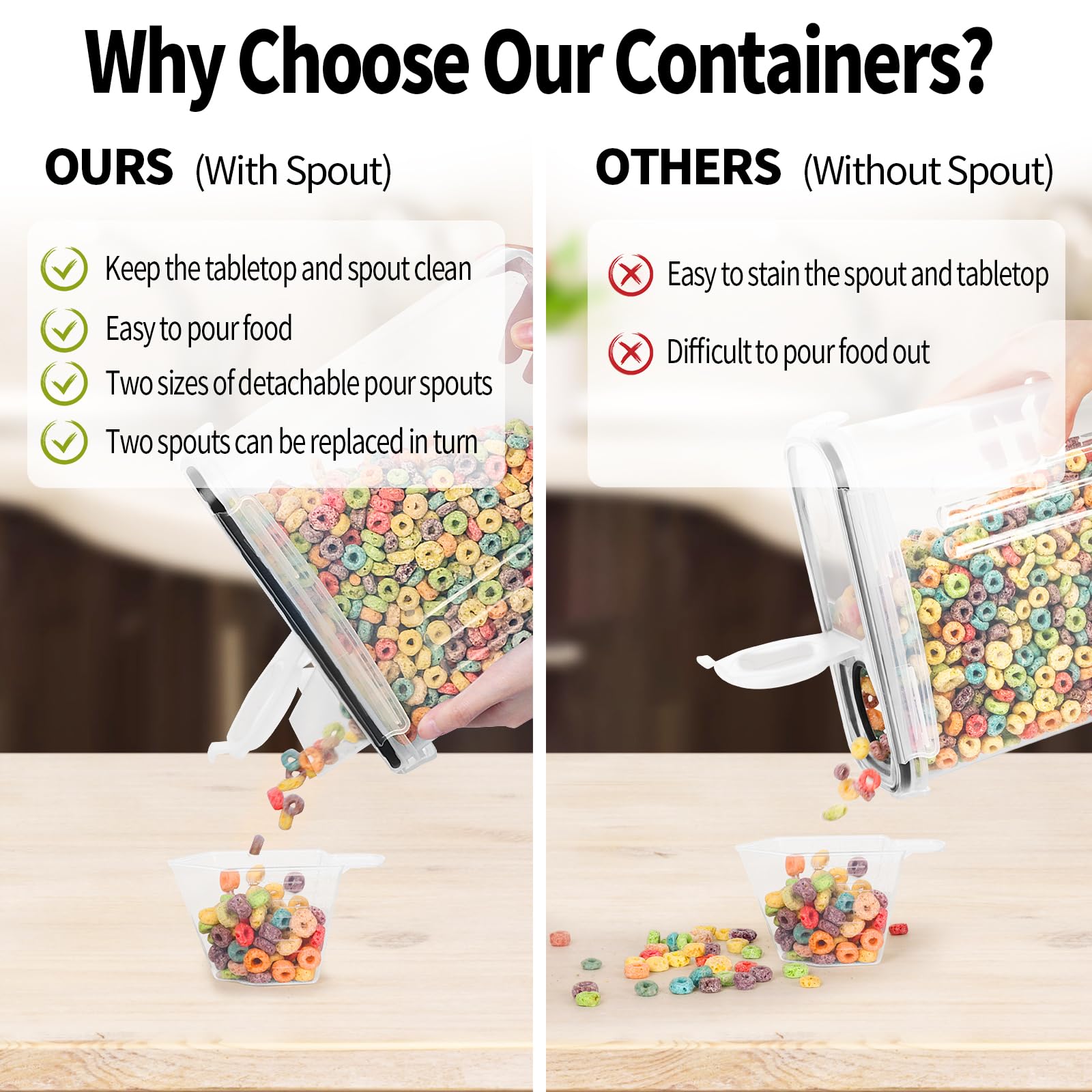 Skroam Cereal Containers Storage Of 6 [4L/135.2 Oz], Airtight Food Storage Containers With Lids, Plastic Cereal Dispensers For K