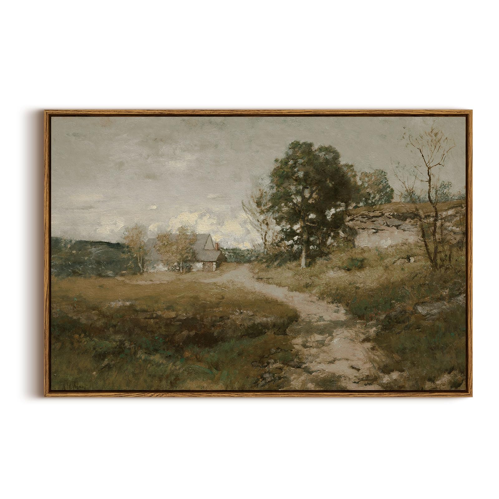 Insimsea Framed Canvas Wall Art Vintage Decor, Home Decor Vintage Countryside Landscape Farmhouse Decor, Large Wall Art For Livi