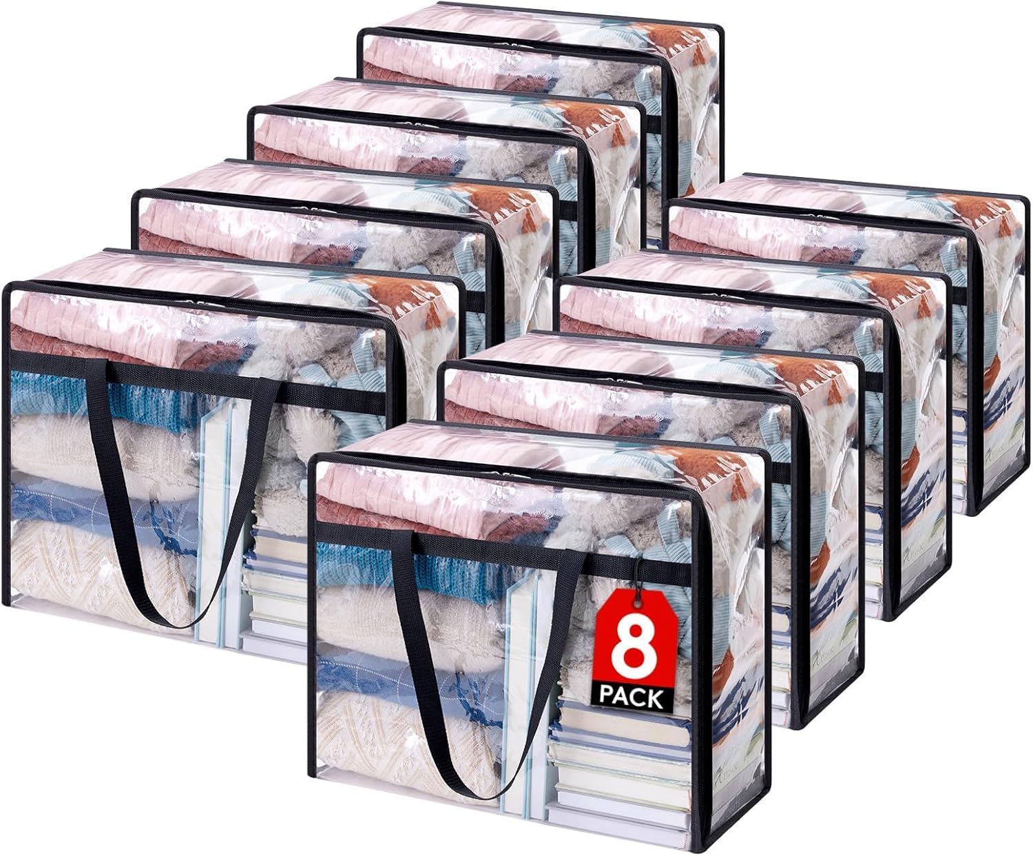 Alphit Sale Extra Large Storage Box Clear Clothes Storage Bags, Plastic Blanket Storage Bags, Foldable Moving Bags With Zipper, 