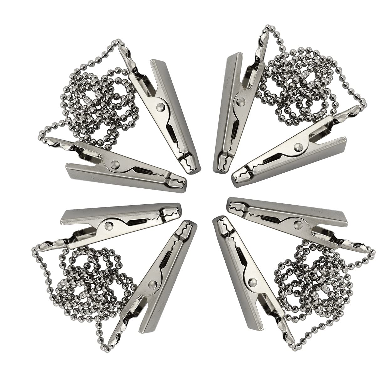 Zyamy 4Pcs Dental Bib Clips Metal Napkin Clip Chain Keep Your Napkin Securely Placed While Dining, Silver