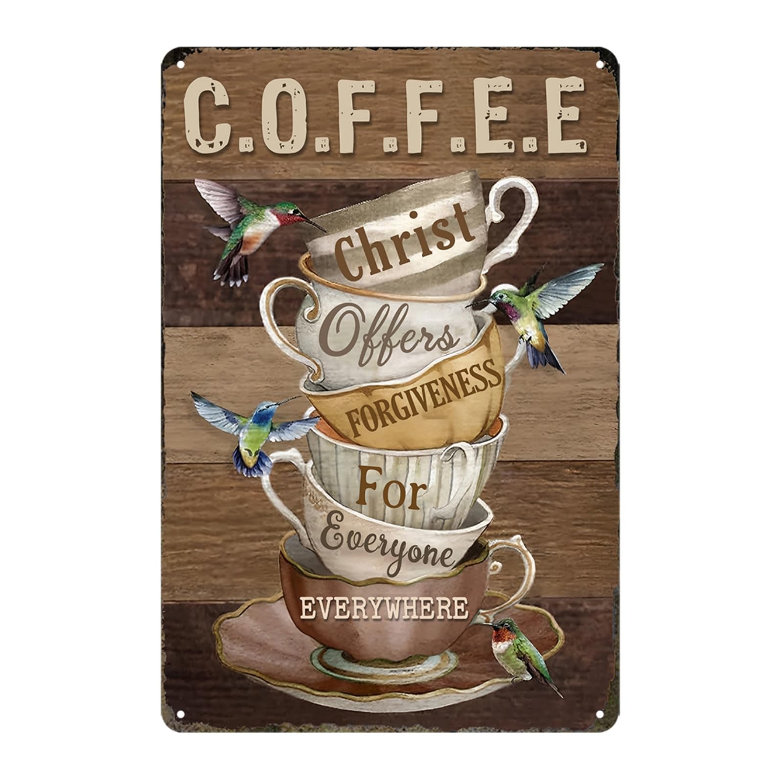 Coffee Sign Coffee Lover Gifts Christ Offers Forgiveness For Everyone Everywhere Sign Vintage Metal Tin Signs For Friends Family