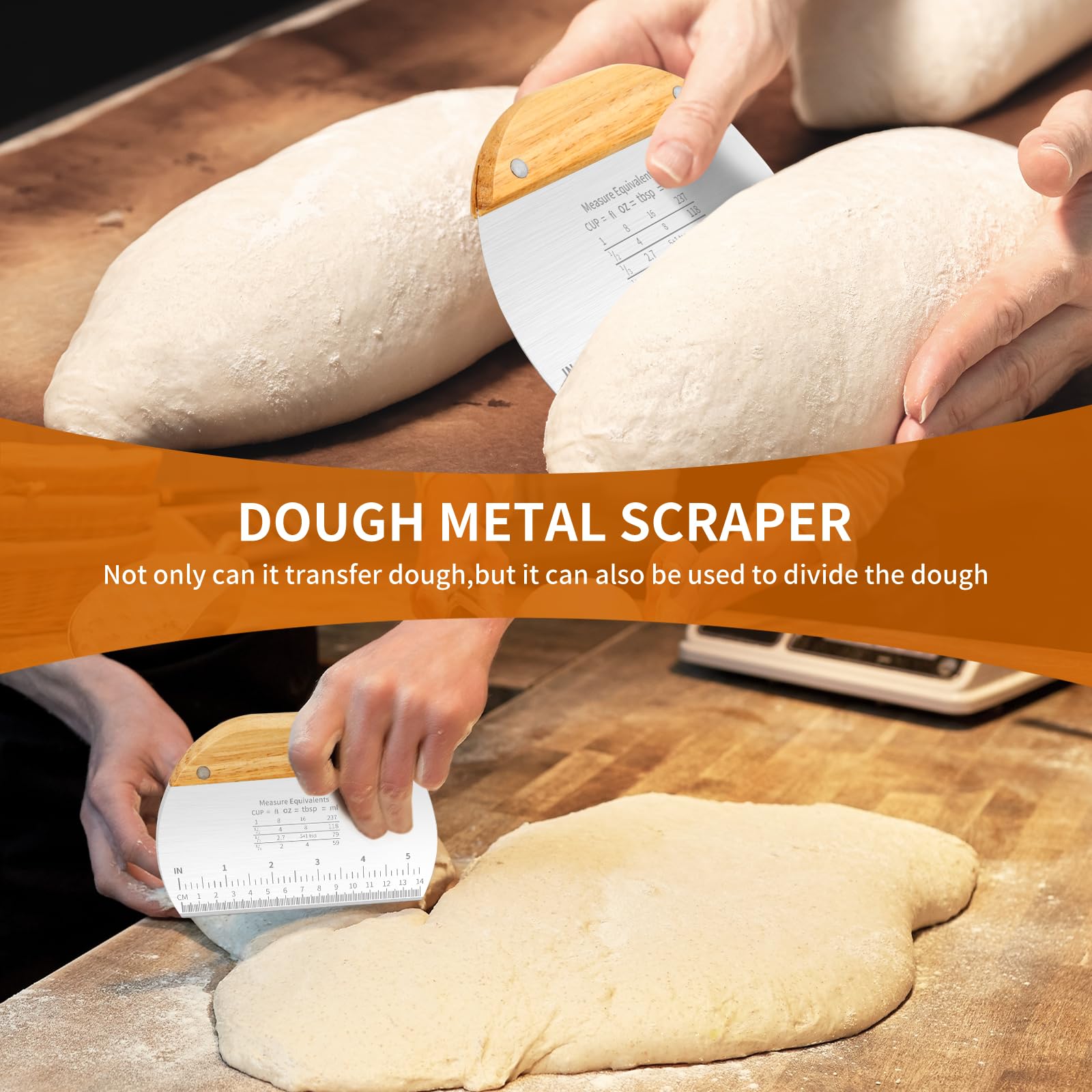 Nuoyunova Sourdough Proofing Basket,2 Round 9 Inch Bread Proofing Basket , Sourdough Starter Kit ,Dough Scraper,Bread Lame , 5 B