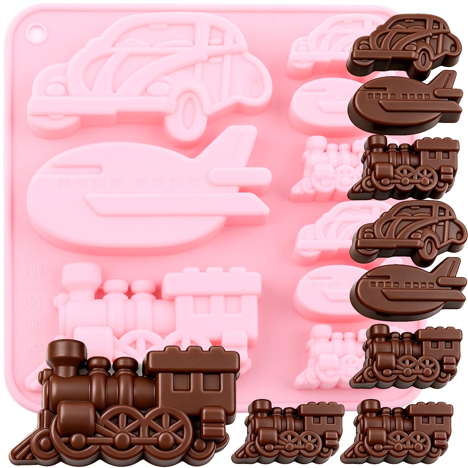 EPYHREHM Vintage Car Train Airplane Silicone Chocolate Molds