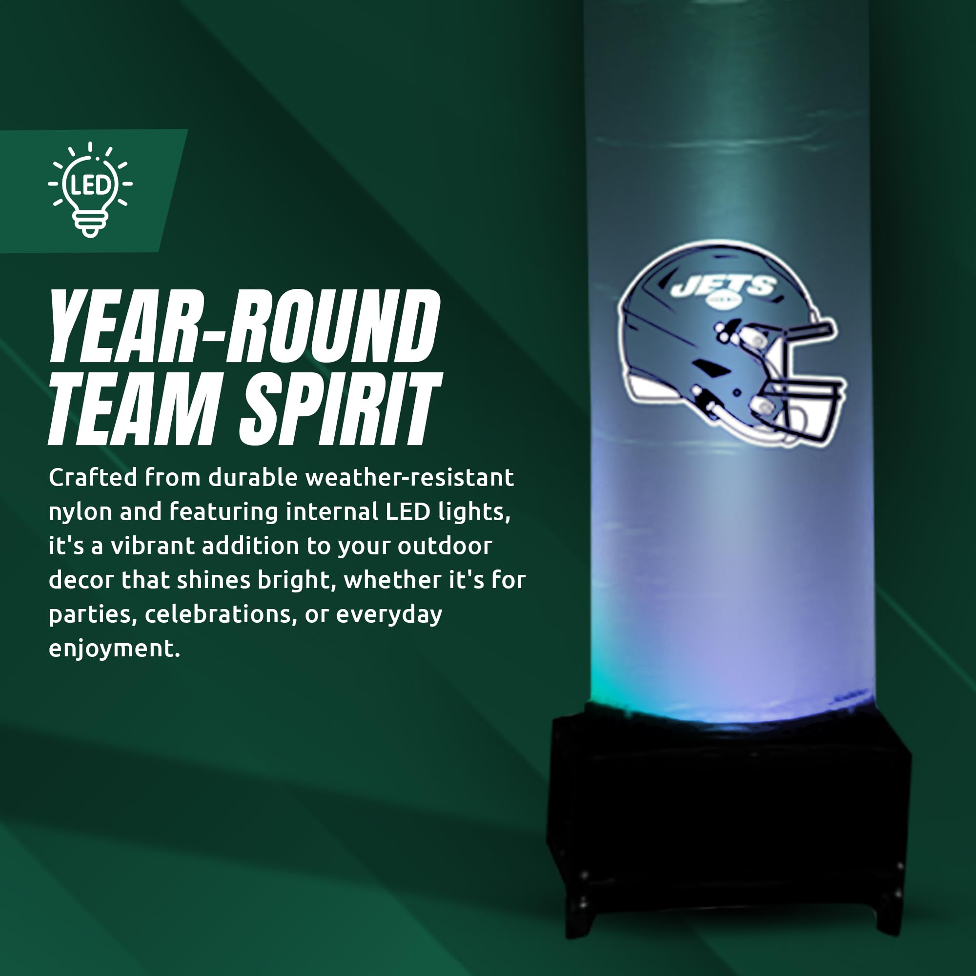 Sporticulture NFL Football New York Jets Wacky Waving Inflatable Tube Guy with LED Lights & Built-in Blower Air Wacky Dancers NF