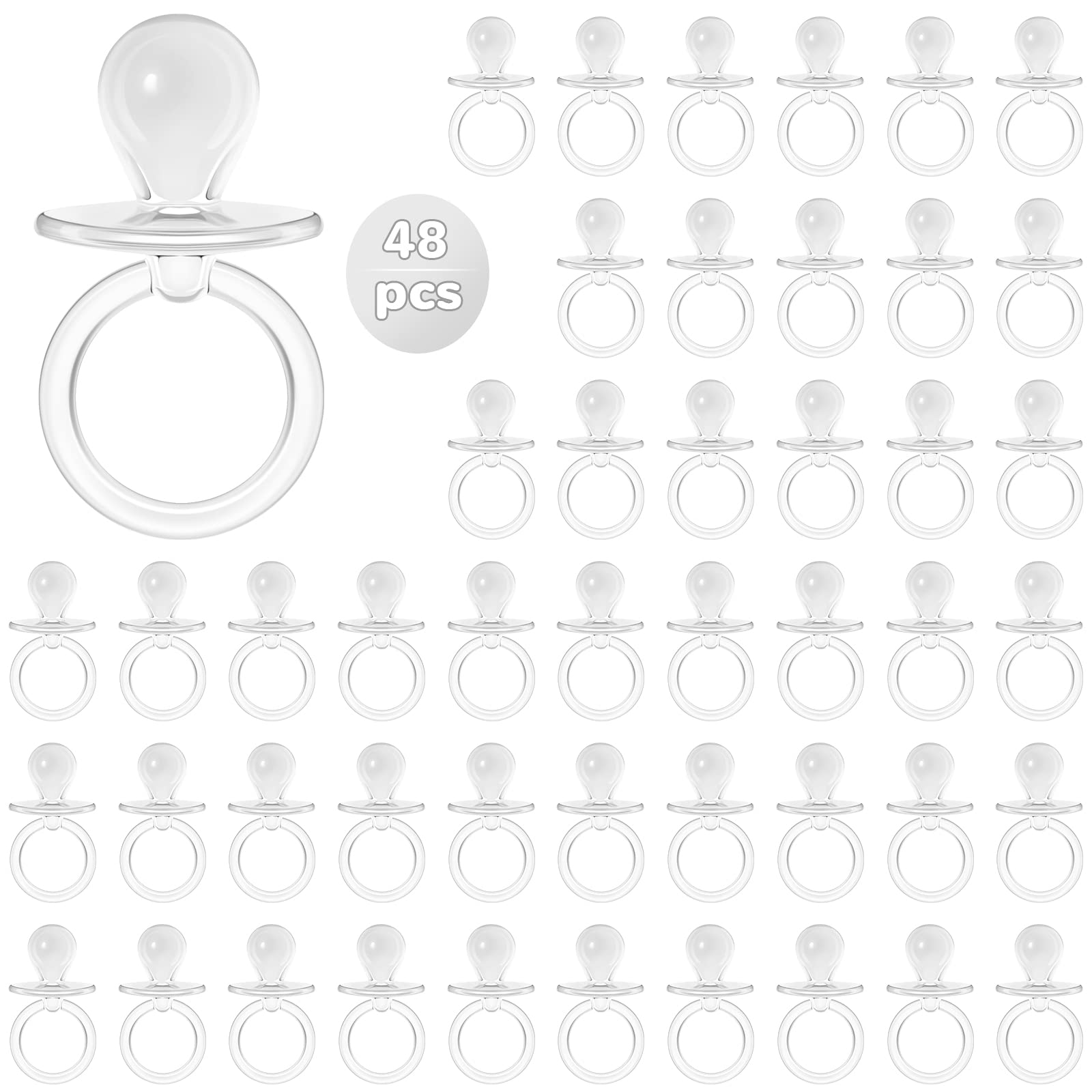 Jetec 48 Pieces 2.5 Inch Acrylic Baby Pacifiers Gender Reveal Party Decorations For Diy Baby Shower Birthday Party Favors(Clear)