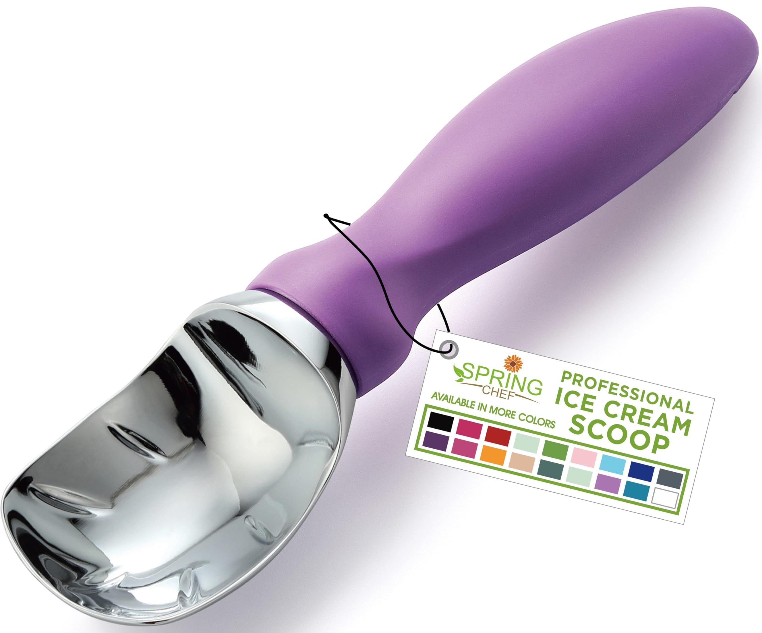 Spring Chef Metal Ice Cream Scoop with Comfortable Handle, Heavy Duty Sturdy Ice Cream Scooper Spoon for Cookie Dough, Frozen Yo