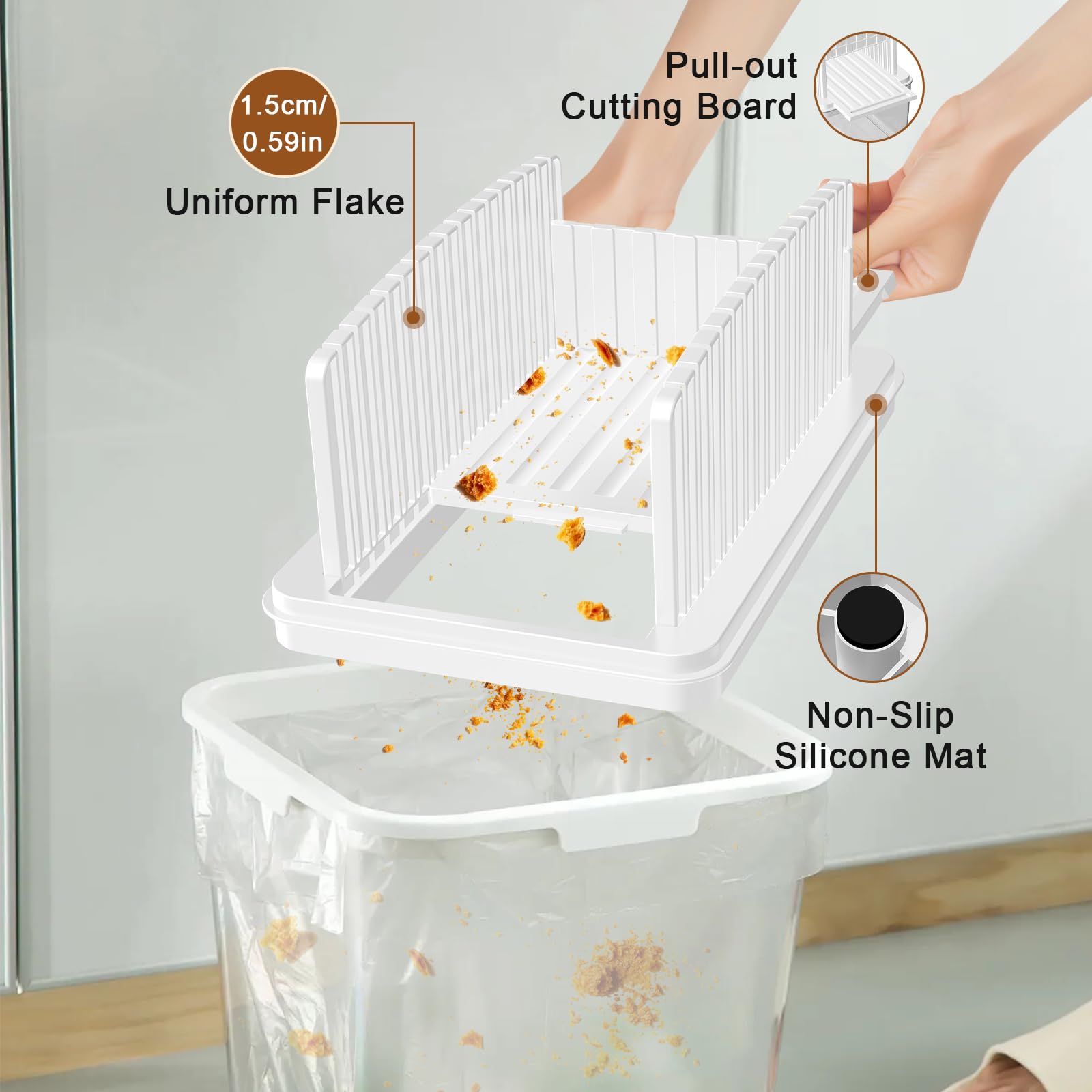 Upgrade Pull Out Bread Slicer For Homemade Bread, Foldable Bread Slicing Guide,Removable Cutting Board, Slice Evenly, Bread Cutt