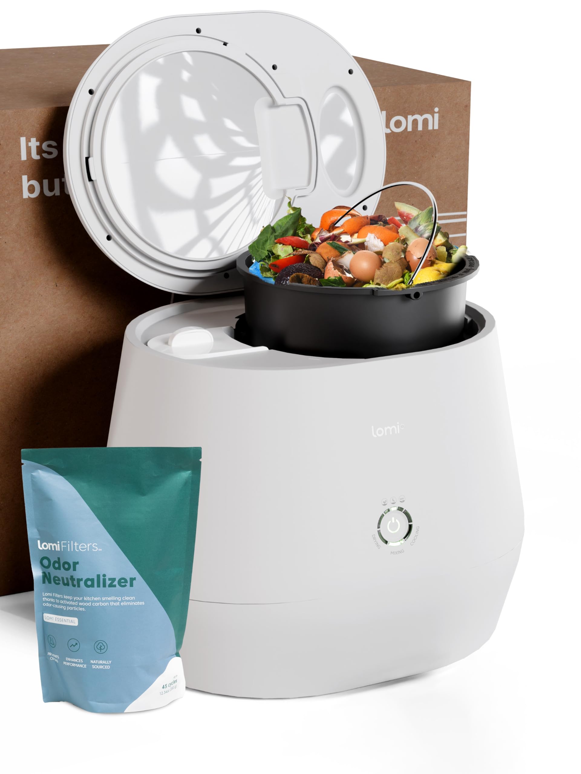 Lomi 1.3 - 3L, Electric Composter (45 Cycles), Worlds First Smart Waste That Turns Waste Into Natural Fertilizer With A Single B