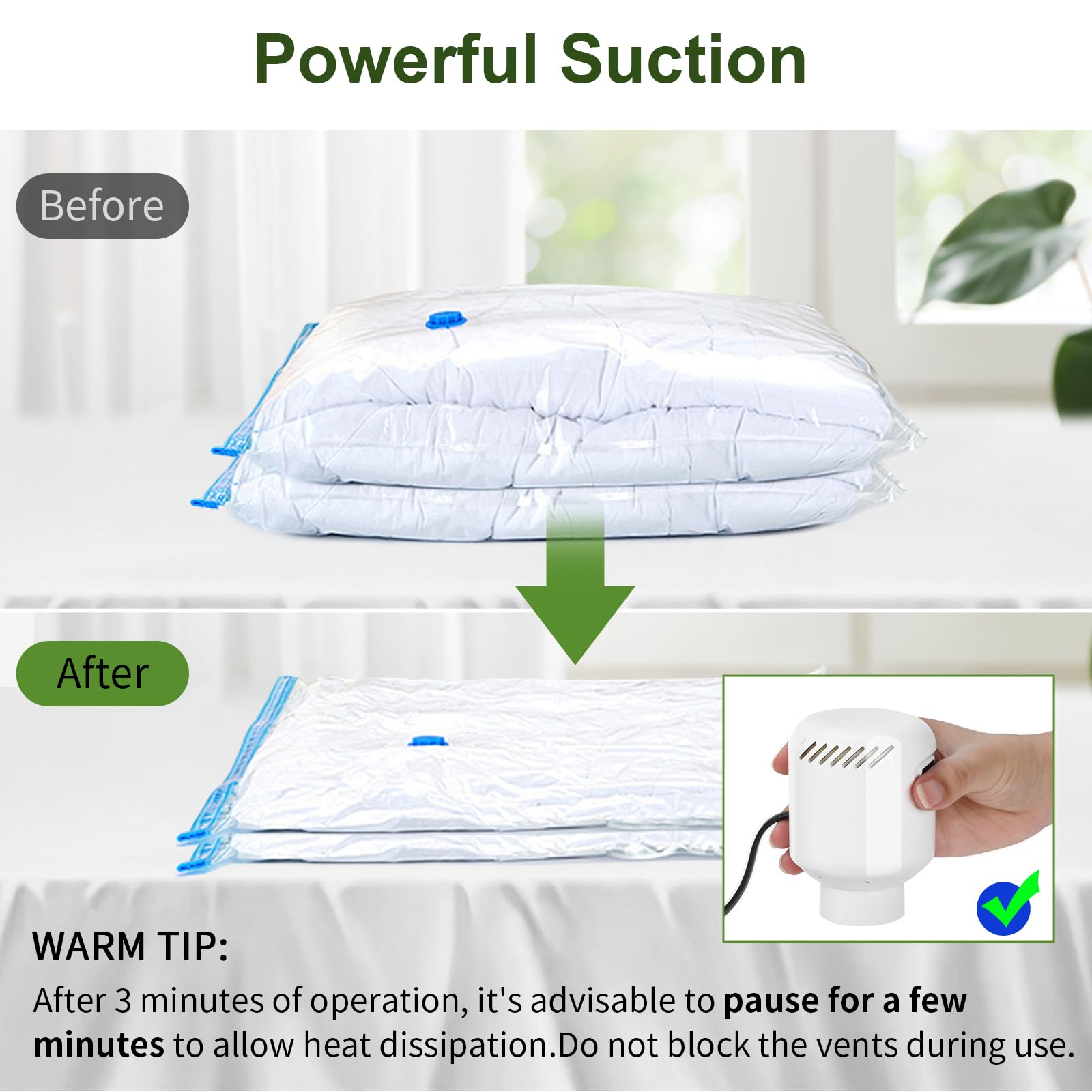Electric Vacuum Air Pump For Vacuum Storage Bags 55W Vacuum Seal Pump For Compressing Clothing Portable Vacuum Pump For Use With