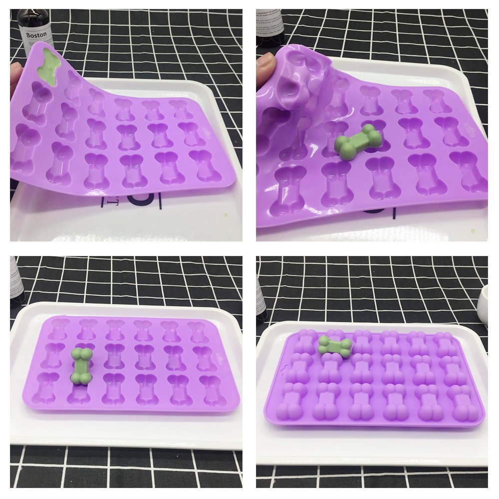 Homedge Jumbo Puppy Dog Paw (6 Cavity) And Bone Molds, Non-Stick Food Grade Silicone Dog Treats Molds, Silicone Mold For Chocola