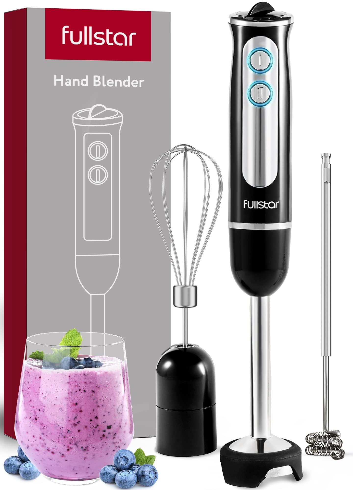 Immersion Blender Set, 9-Speed 500W Handheld Electric Hand Mixer, Smoothie Blender (3-In-1, Black)