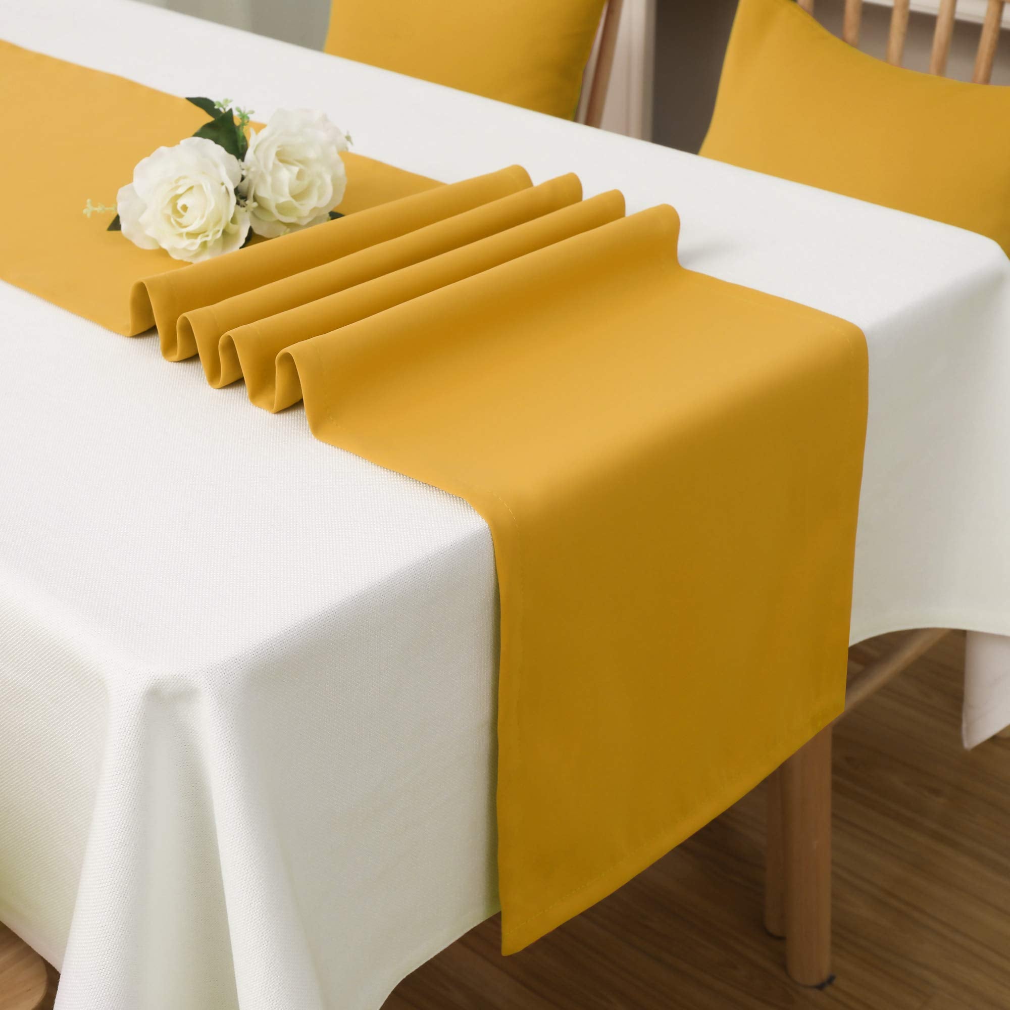 Dualife Table Runner Yellow Vivid Fall Yellow Table Runner For Wedding Family Dinner Outdoor Picnic Table Handmade Table Runners