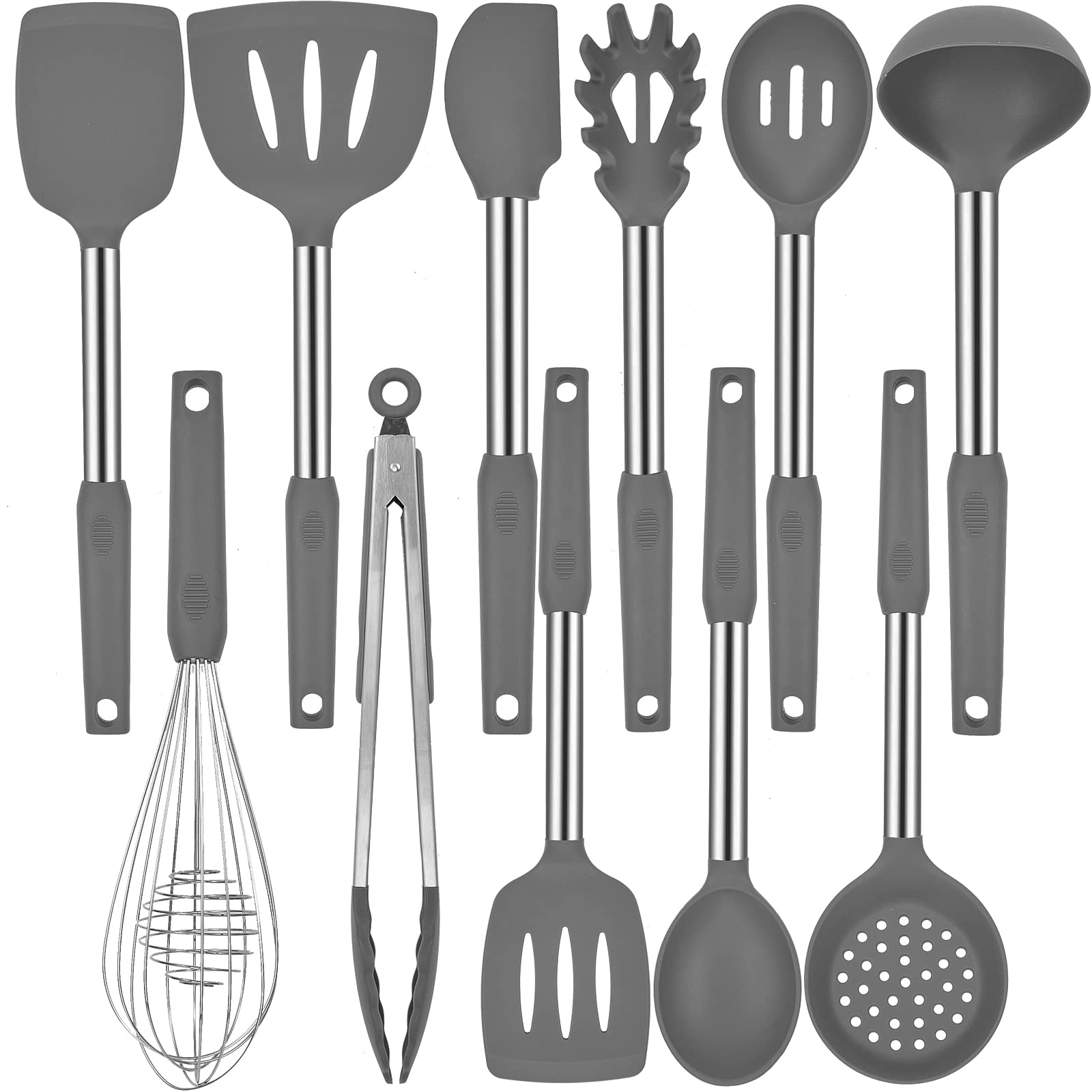 Silicone Kitchen Cooking Utensils Set With Stainless Steel Handle, Spatula Set Utensil Set, Cooking Utensil Set,Kitchen Tools Ga