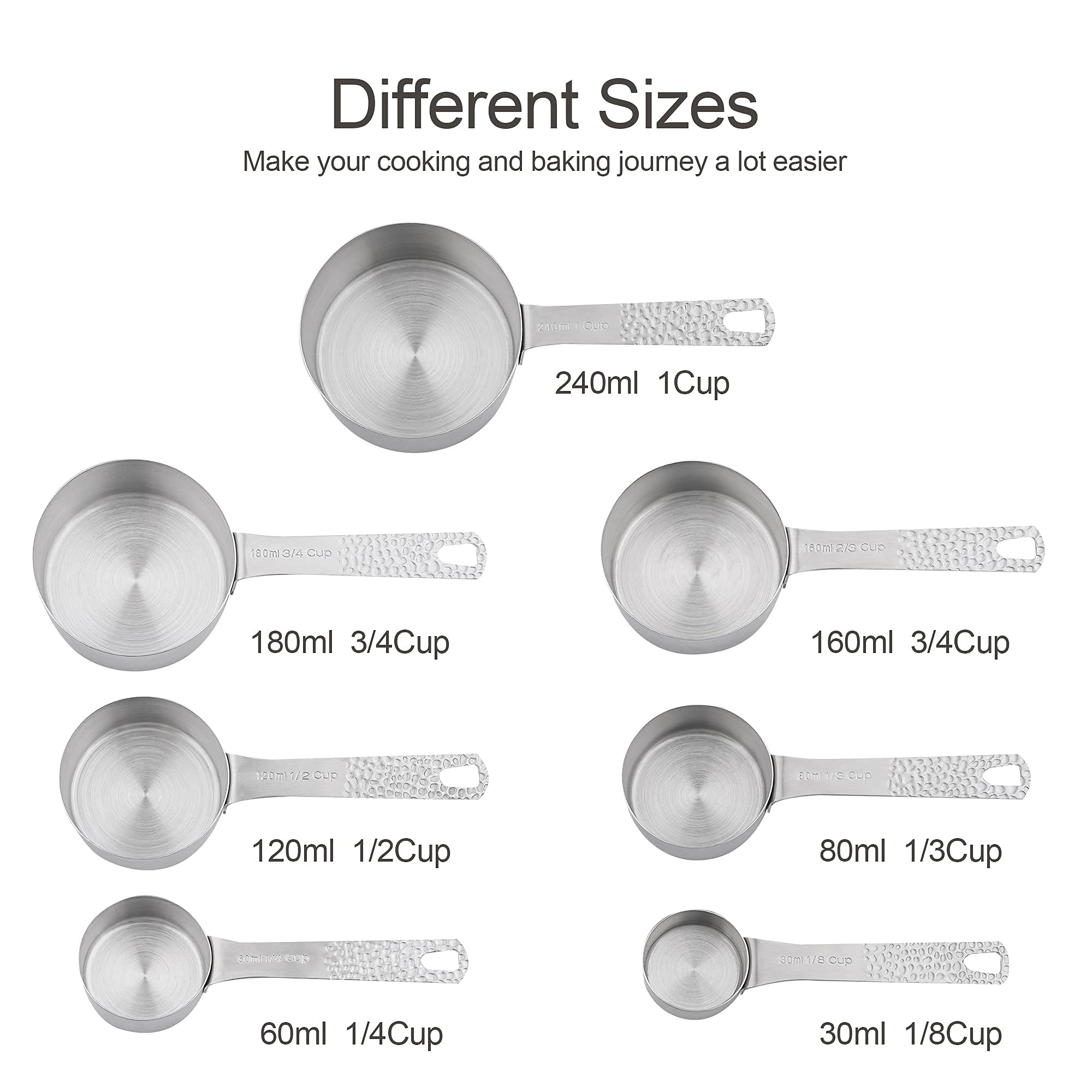 Measuring Cups And Spoons Set, 18/8 Stainless Steel Measuring Cups And Spoons Set Of 16Pcs, Metal Measuring Cup And Measuring Sp
