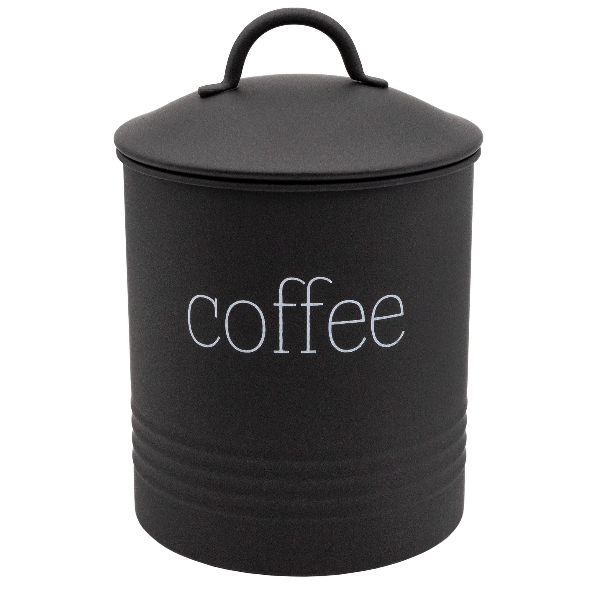 Auldhome Enamelware Black Coffee Canister; Modern Farmhouse Style Coffee Storage For Kitchen