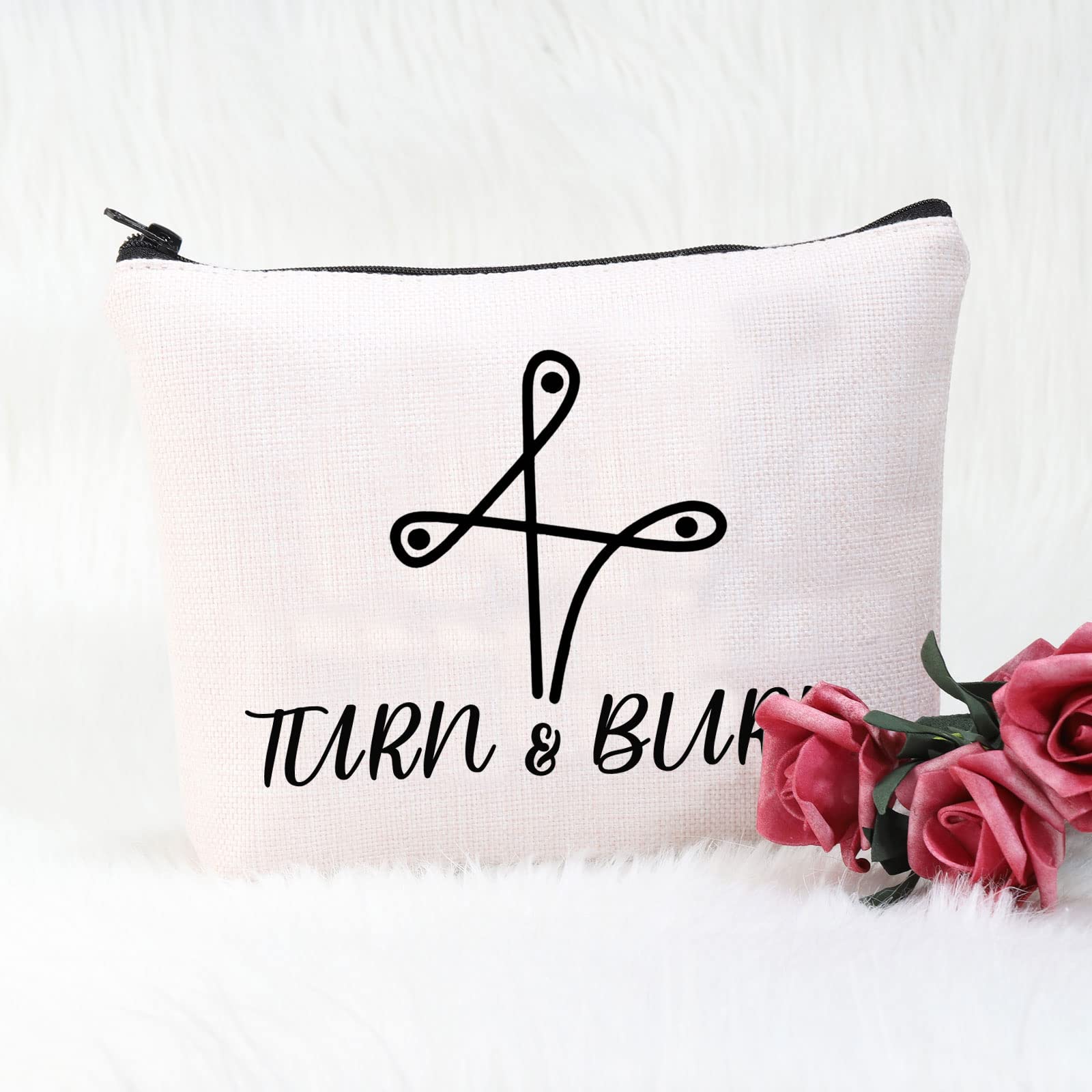 Pofull Barrel Racer Rodeo Gift Turn And Burn Barrel Racing Cosmetic Bag Rodeo Cowgirl Gift (Turn And Burn Bag)