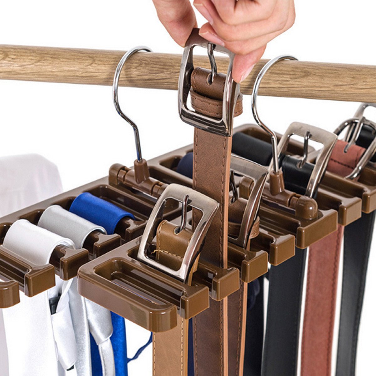 Daycount Pack Of 2 Tie Belt Organizer Storage Rack, Multifuction Rotating Ties Scarf Hanger Holder Closet Organization Wardrobe