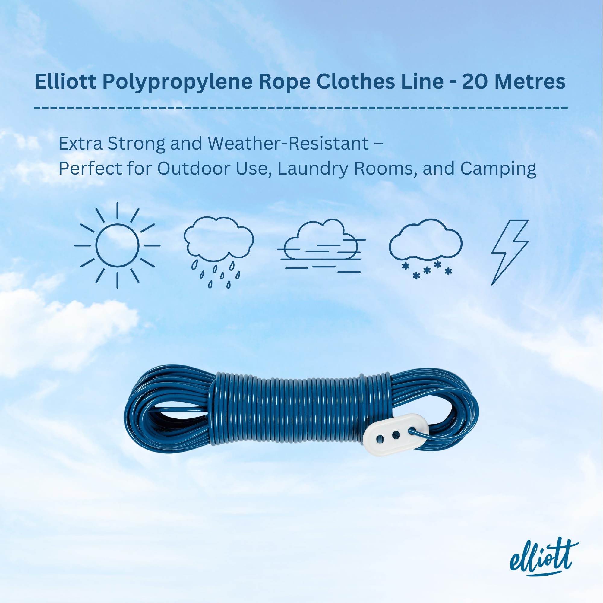 Elliott Steel core clothes Line  25 Meters  Extra Stong  Laundry Essential