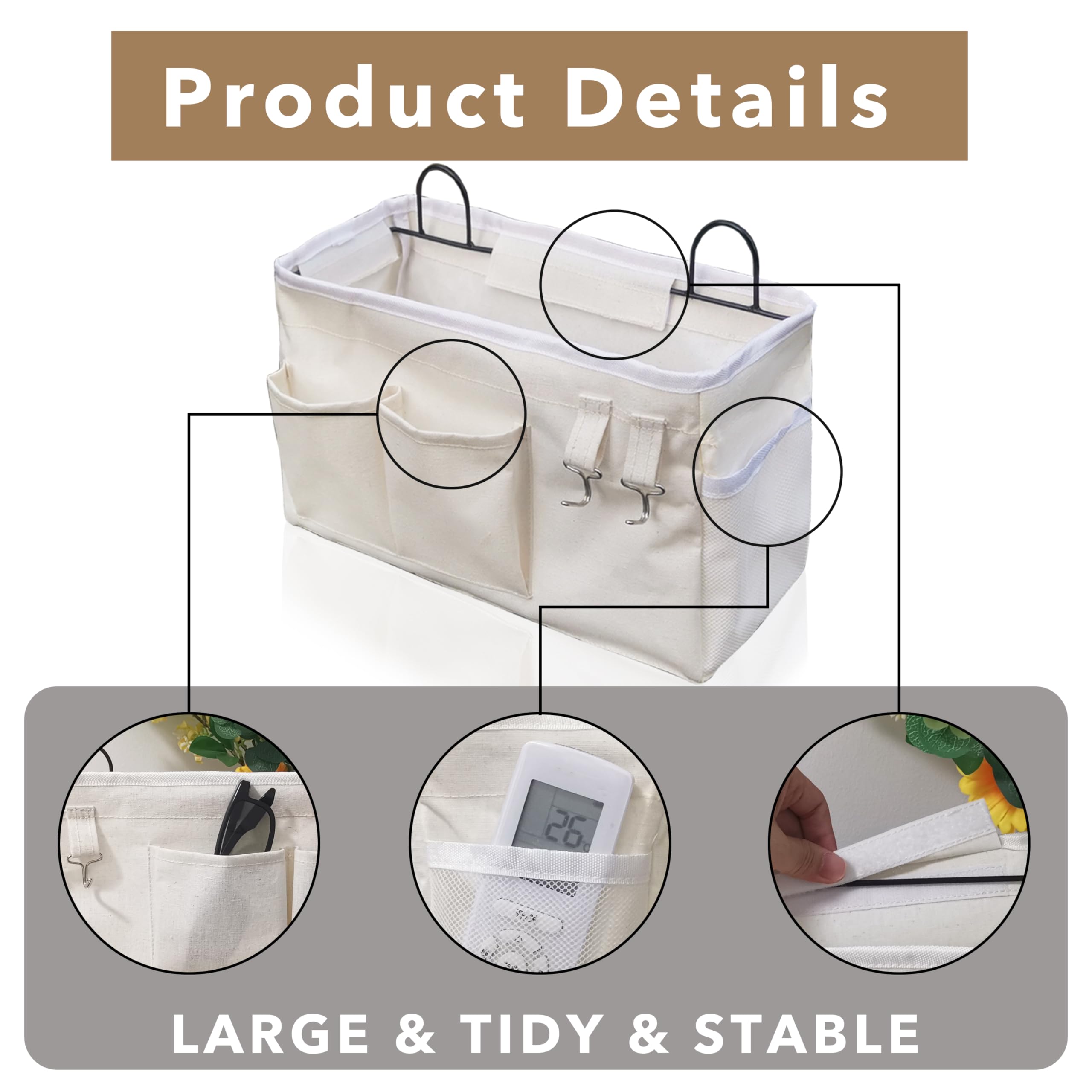 Kanrichu 2Pcs Large Wall Hanging Organizer Bag, Linen Fabric Door Hanging Storage Baskets With Pockets, Waterproof Bin For Kitch