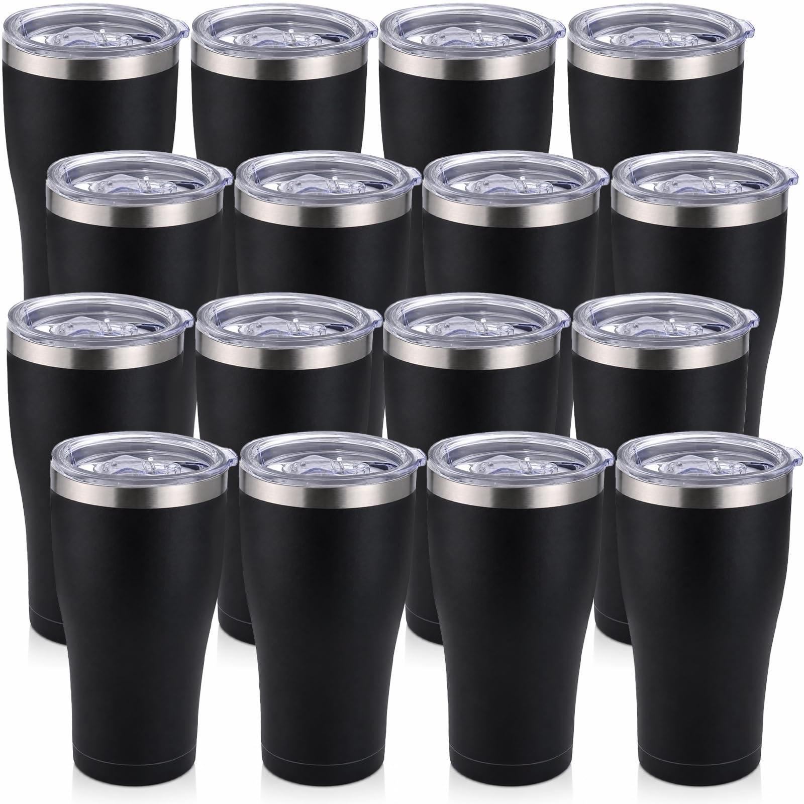 YOUKE OLA 16 Pack Curve Stainless Steel Tumbler Bulk 20oz Insulated Vacuum Travel Mug Powder Coated Coffee Mug for Laser engravi