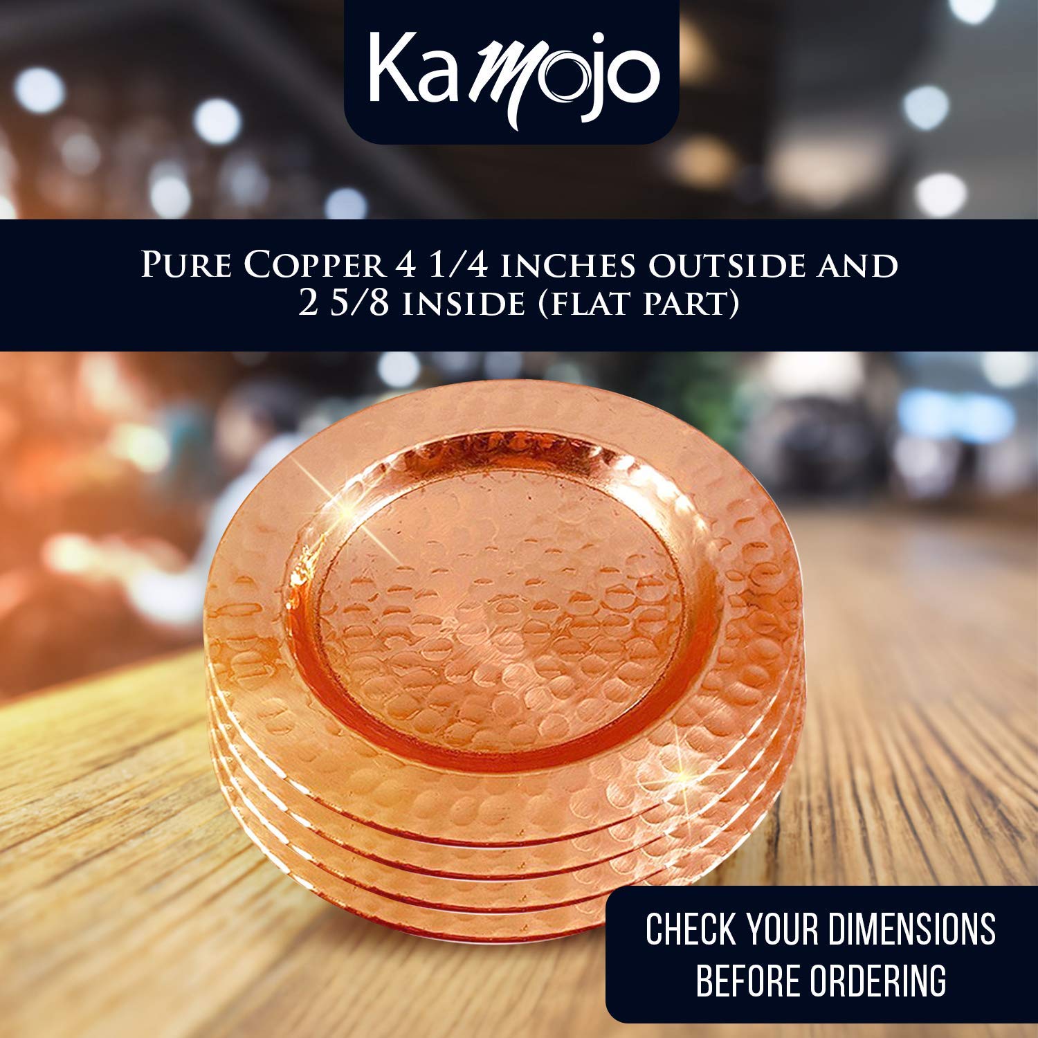 Kamojo 100% Pure Copper Coasters For Moscow Mule Mugs - Hand Hammered By Artisans In India - Protect Your Furniture From Condens