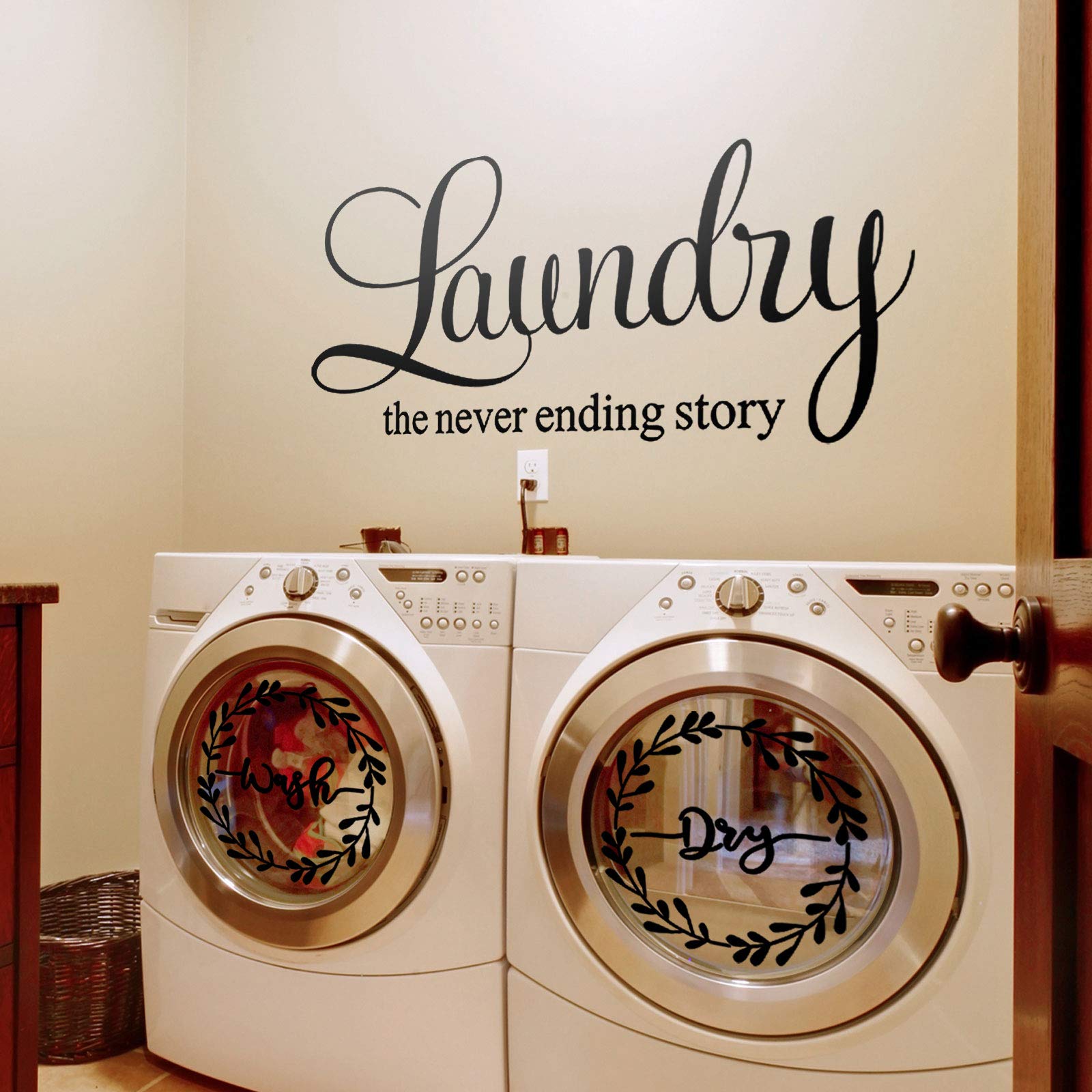 Laundry Room Vinyl Wall Decal Wash Dry Vinyl Laundry Stickers Laundry The Never Ending Story Decal Washer Stickers Quote Wall Ar