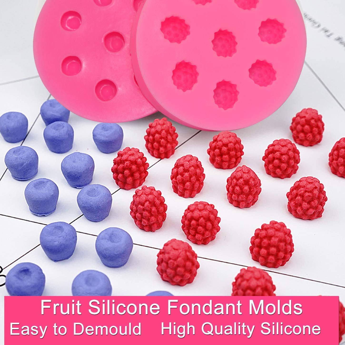 4 Pieces Fruit Shaped Silicone Fondant Molds Strawberry Orange Raspberry Blueberry Fondant Molds Chocolate Candy Molds For Cake