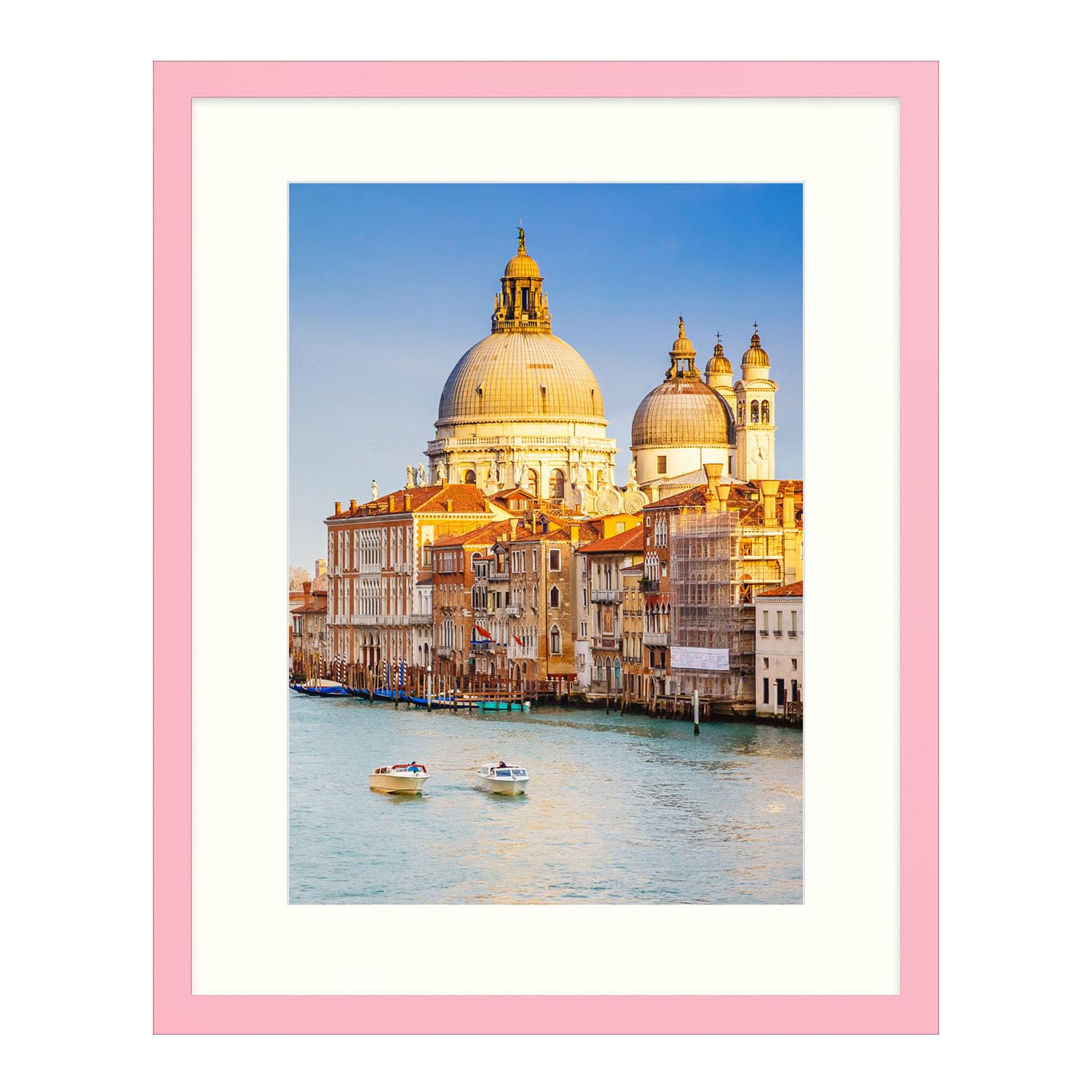 wyooxoo 16x20 Picture Frame Made of Solid Wood Light Pink Photo Frames Display Pictures 12x16 with Mat or 16 x 20 Without Mat Co