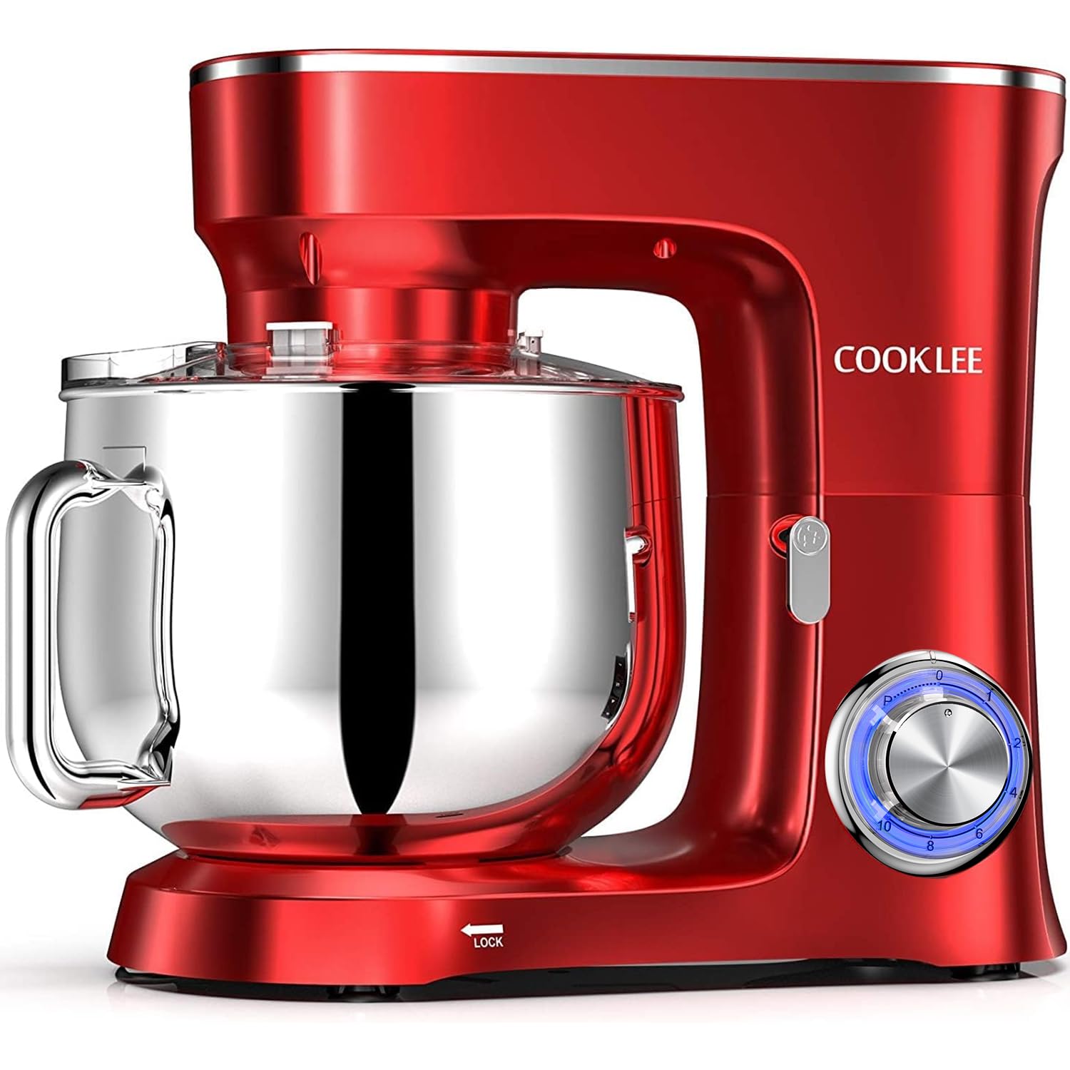 Cooklee Stand Mixer, 95 Qt 660W 10-Speed Electric Kitchen Mixer With Dishwasher-Safe Dough Hooks, Flat Beaters, Wire Whip  Pouri