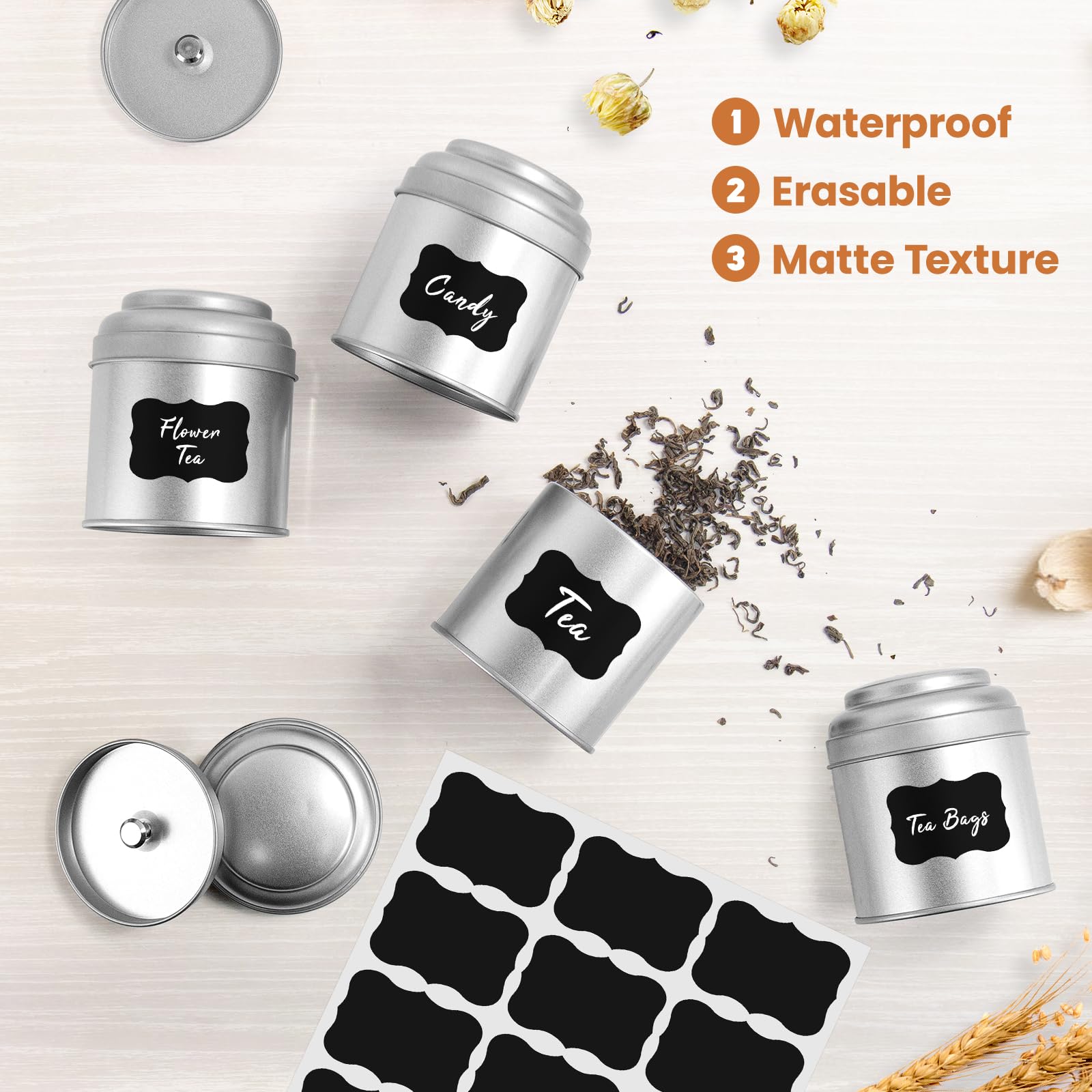 Tea Tin With Airtight Double Lids For Loose Leaf Tea Storage, 8 Oz Kitchen Small Tin Can And Tea Canister For Tea Coffee Sugar C
