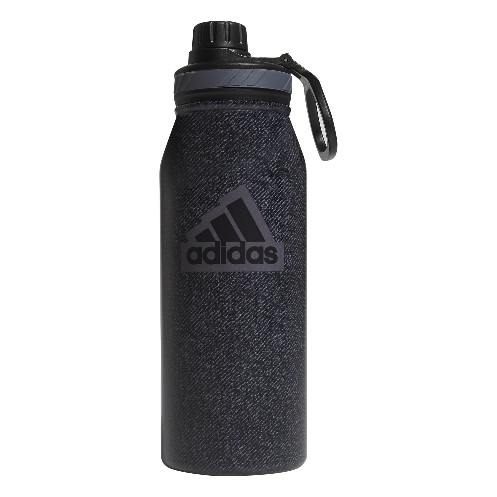 adidas 1 Liter (32 oz) Metal Water Bottle, Hot/Cold Double-Walled Insulated 18/8 Stainless Steel, Twill Black/Black/Grey Five, 3