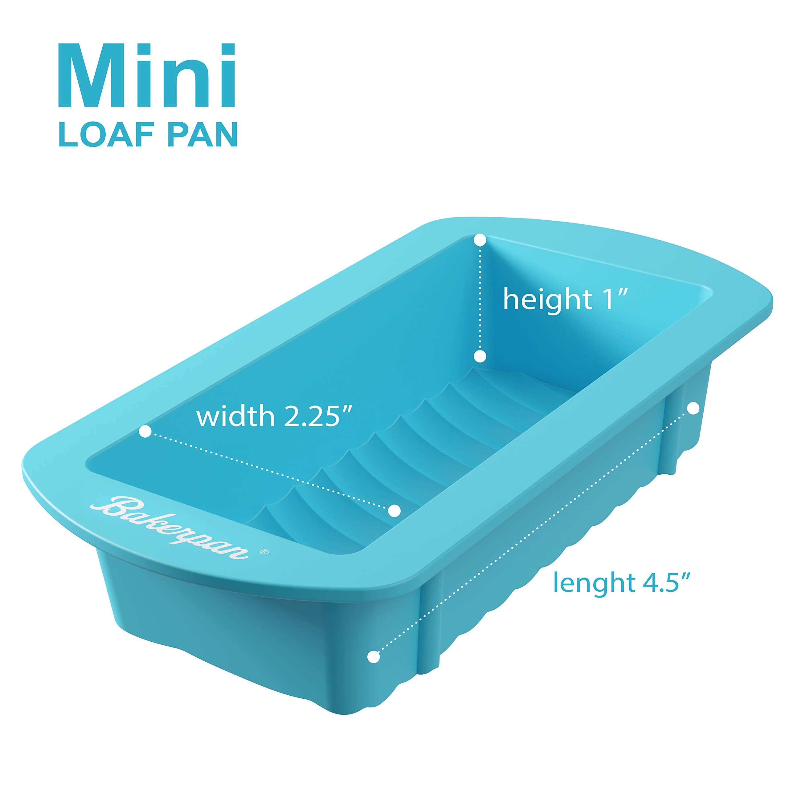 Bakerpan Silicone Mini Loaf Pans Set of 4, 4.5 Inch Reusable Baking Molds, Multicolor
