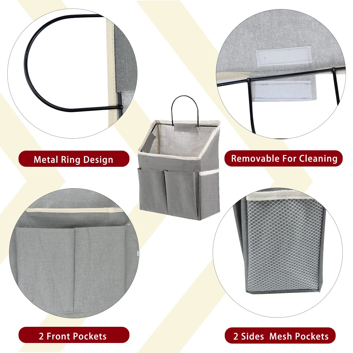 Fantasyon 2 Pack Wall Hanging Storage Bag Large Hanging Storage Basket With Pockets Linen Cotton Fabric Waterproof Door Hanging