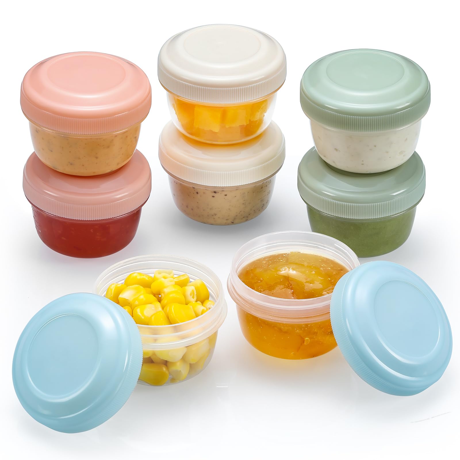 Vitever 8 Pack 2 Oz Salad Dressing Container To Go, Small Condiment Containers With Lids For Lunch Bento Box, Reusable Plastic S