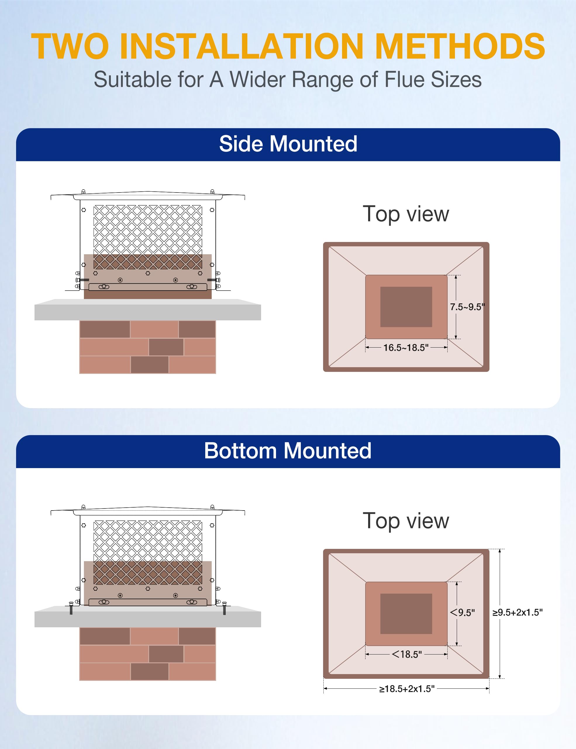 Hahaemall Chimney Cap, 10'' X 19'' Chimney Cover, Chimney Rain Caps, Adjustable Fireplace Chimney Caps For Outside To Fit Existi