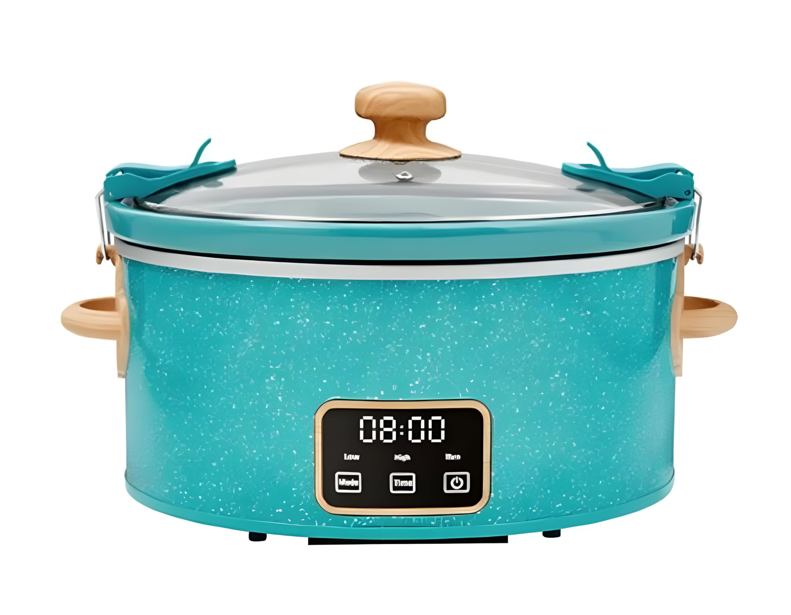 Stunning Pioneer Woman 6 Qt Slow Cooker Locking Lid Digital Healthy Eating - (Teal~Speckle)