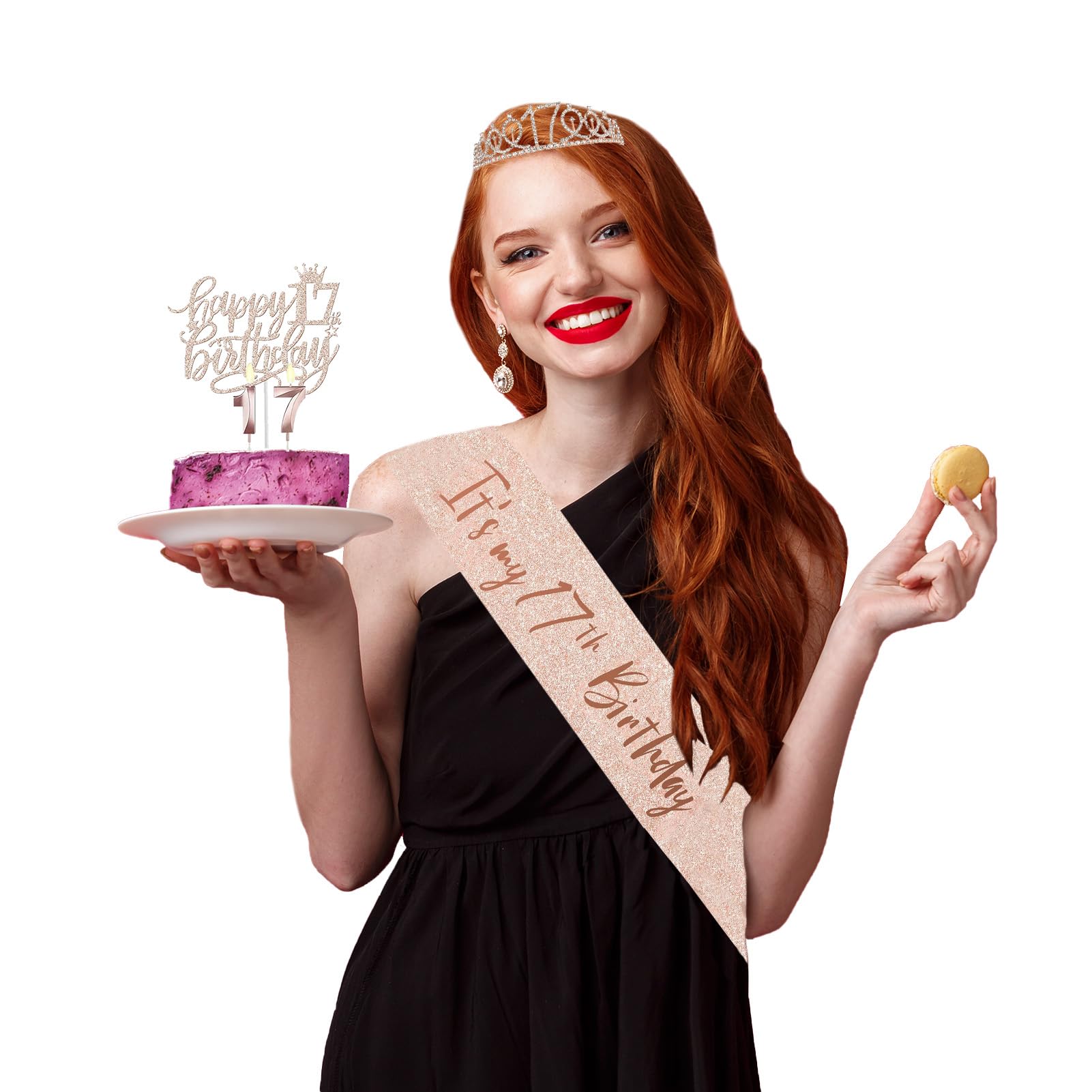 Trgowaul 17Th Birthday Decorations For Girls, Rose Gold 17 Birthday Banner, Tablecloth, 17Th Birthday Sash And Crown, 1Pc 17Th C