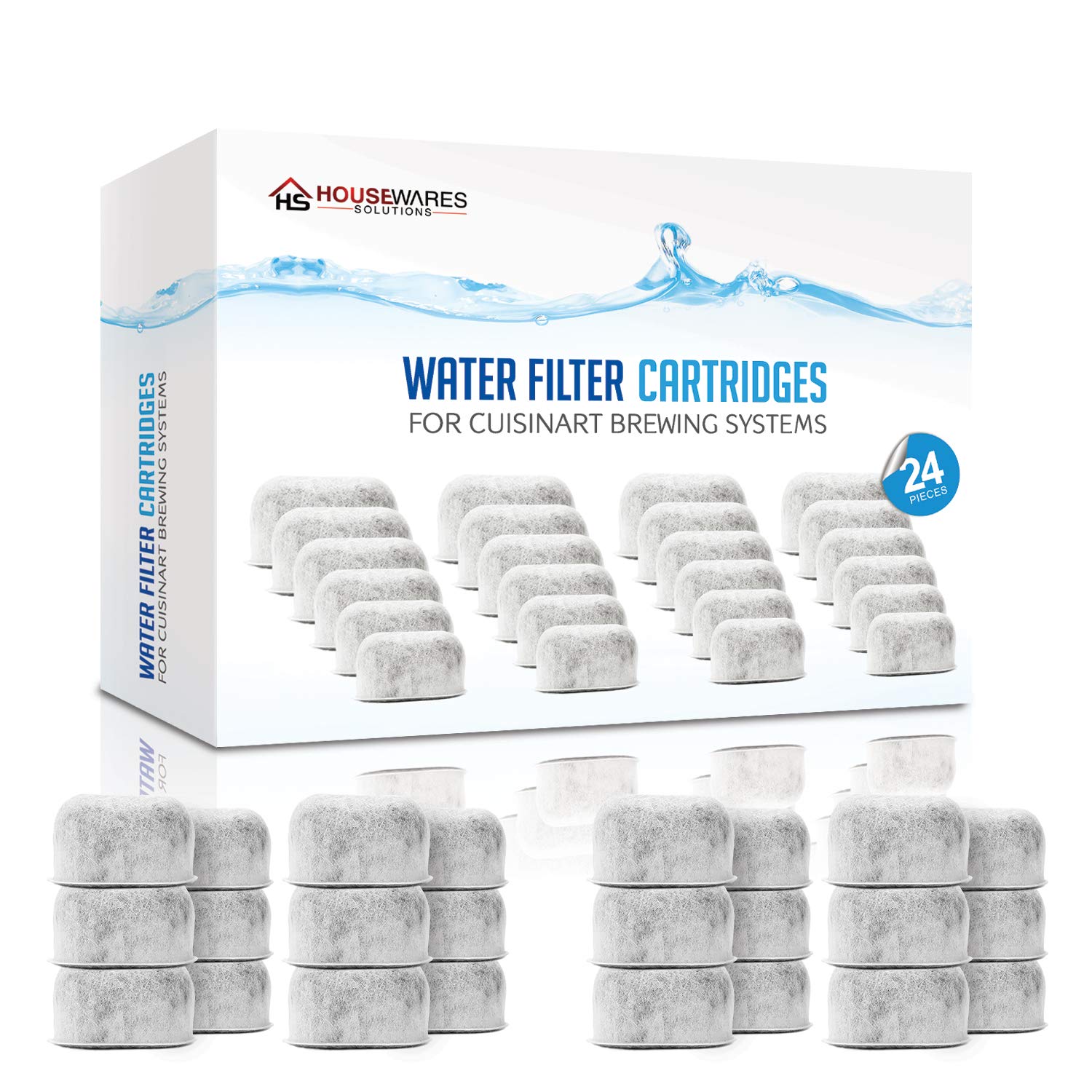 Pack Of 24 Replacement Charcoal Water Filters For Cuisinart Coffee Machines By Housewares Solutions