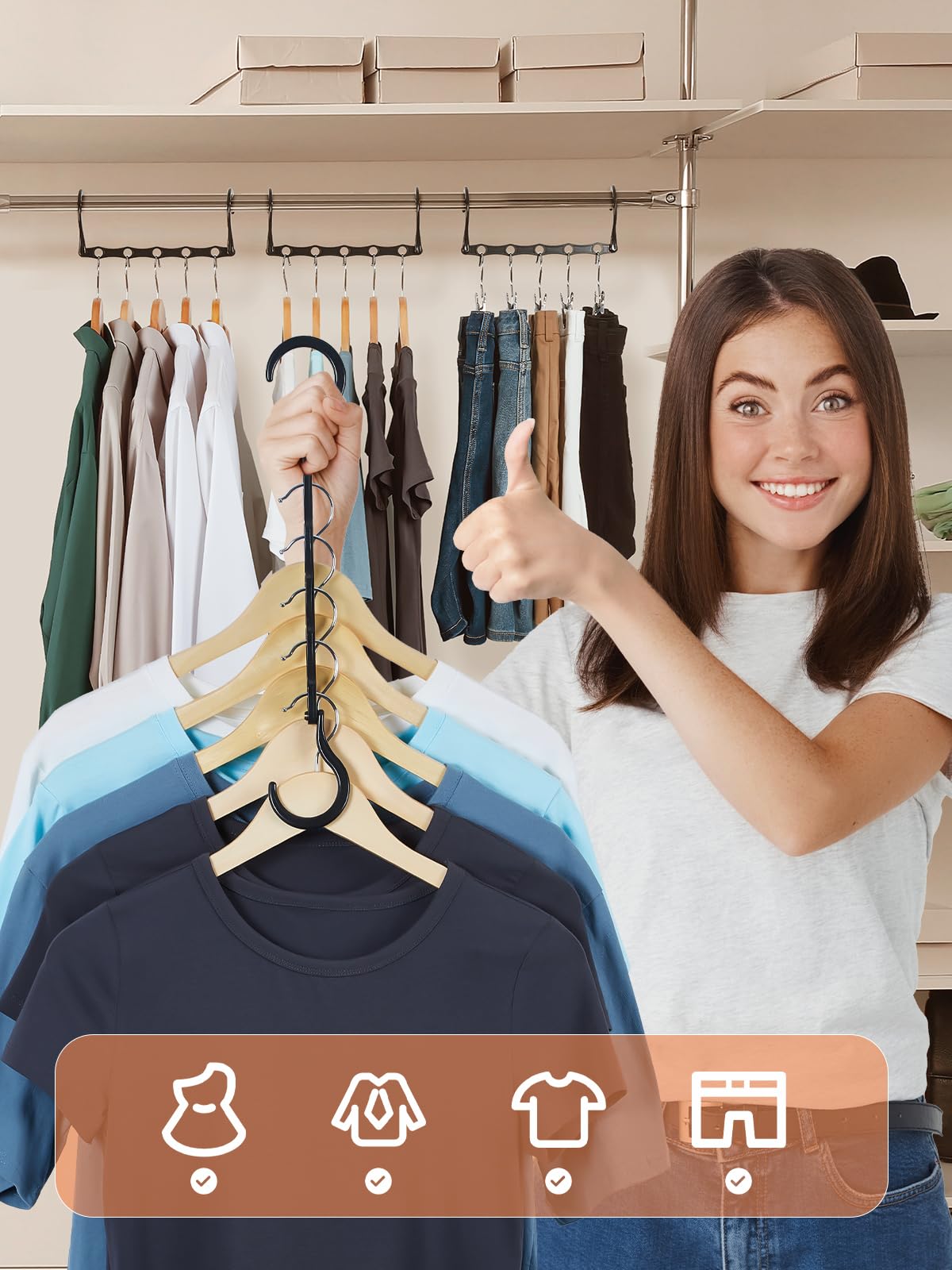 HOUSE DAY Space Saving Hanger 20 Pack Sturdy Black Magic Hangers for Closet Organizers and Storage for Heavy Clothes  Dorm Room Bedroom Home RV Car Camper Organization Essentials