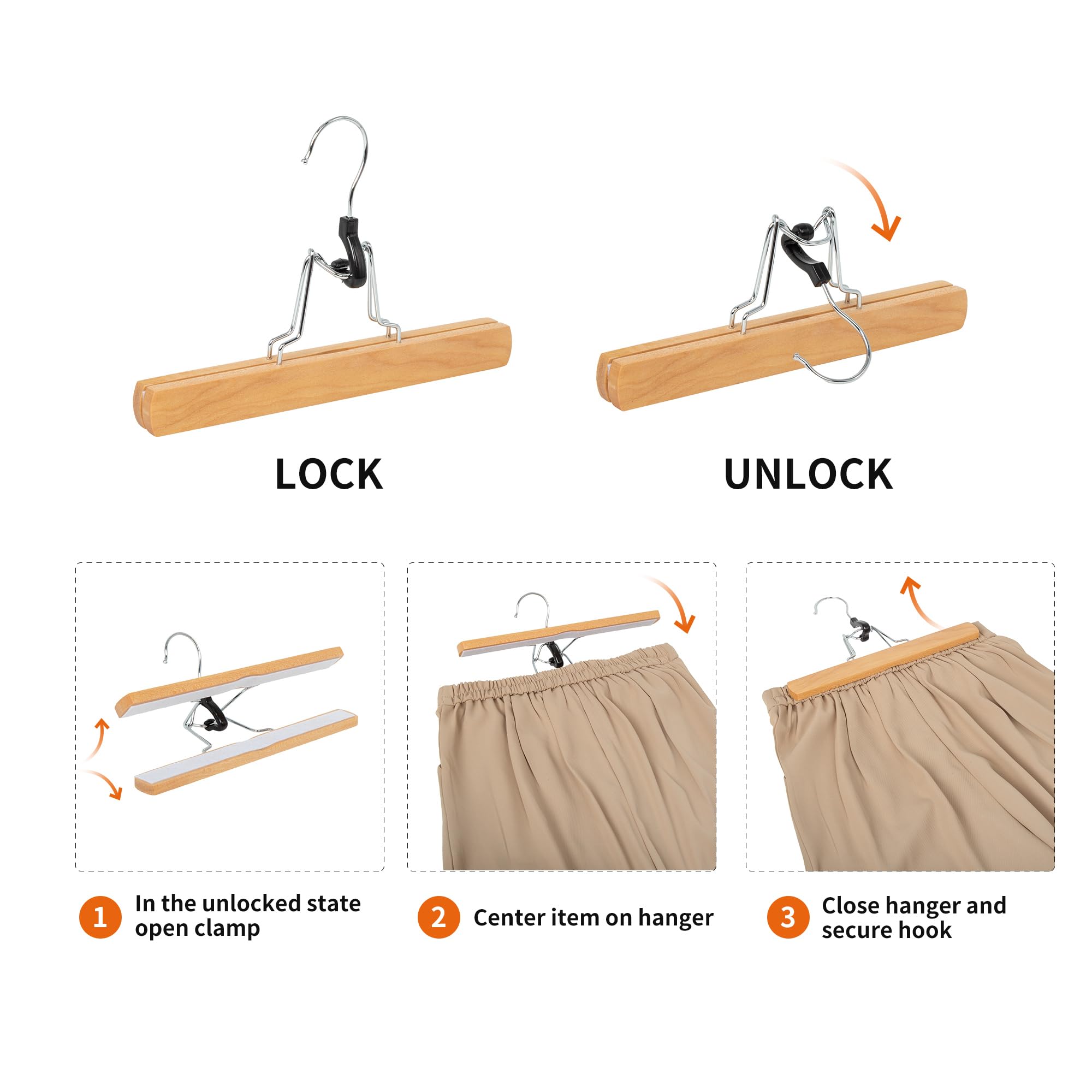 Amazon Basics Wooden Pants Hangers - Natural (Pack of 120)