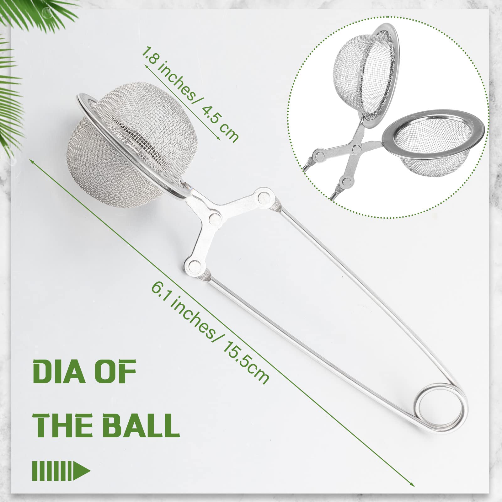 Yinder 20 Pcs Loose Leaf Tea Infuser Stainless Steel Mesh Snap Tea Ball With Handle Tea Strainers Metal Tea Filter Reusable Tea