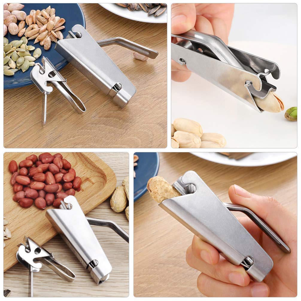 Hemoton 2Pcs Stainless Steel Nut Shell Cracker Pistachio Sheller Sunflower Seeds Peeler Walnut Pine Sheller
