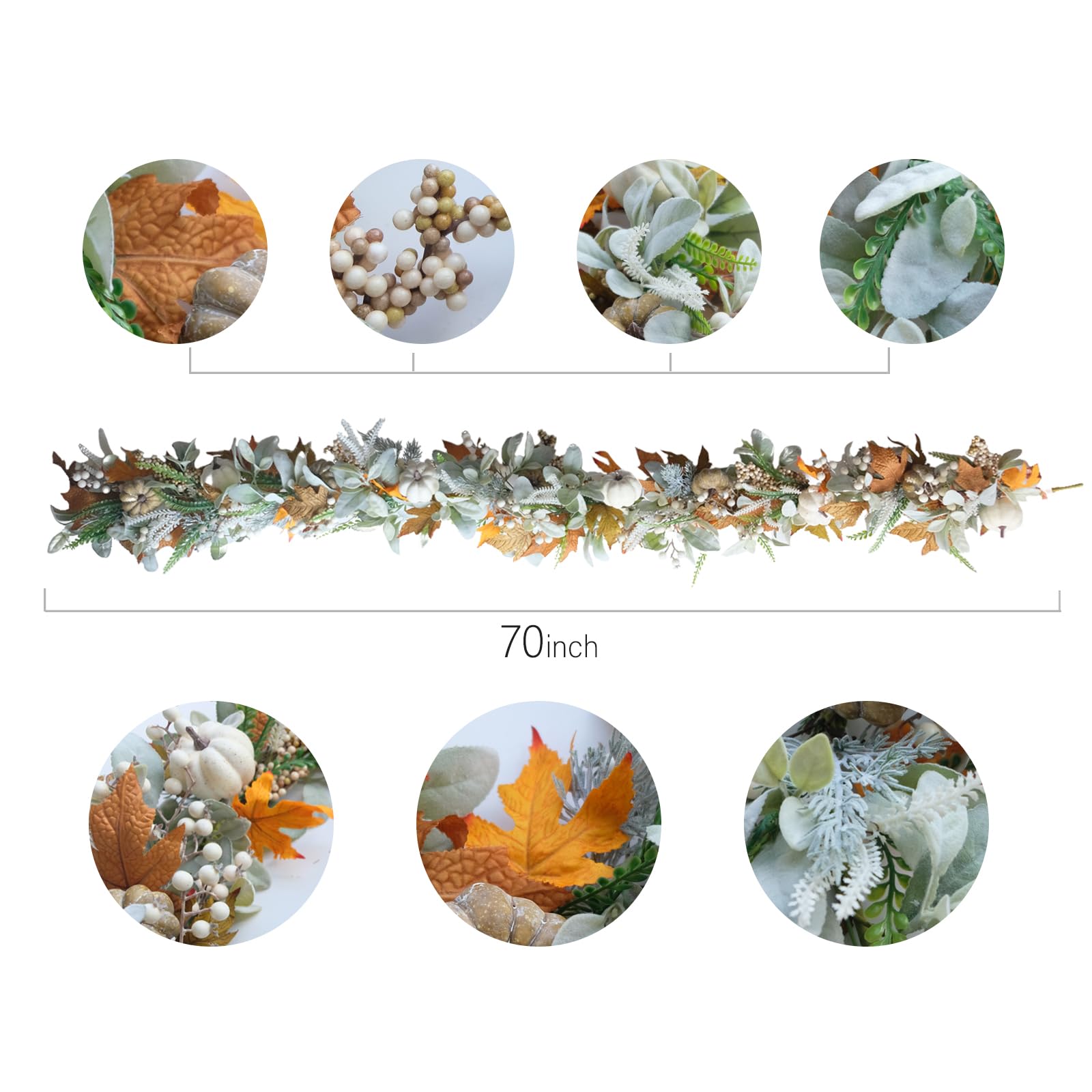 CIR OASES Thanksgiving Potted, Eucalyptus Berries Pumpkins Lamb Ears Leaves Autumn Pots for Centerpiece Table Decor, Fall Decor,