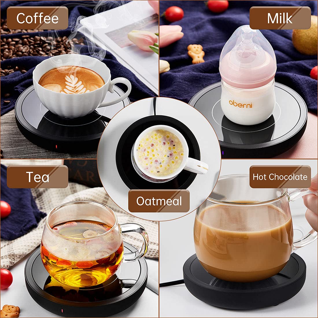Mug Warmer, Coffee Mug Warmer With 3 Temperature Settings, Electric Coffee Cup Heater Warmer For Desk Auto Shut Off, Portable Co