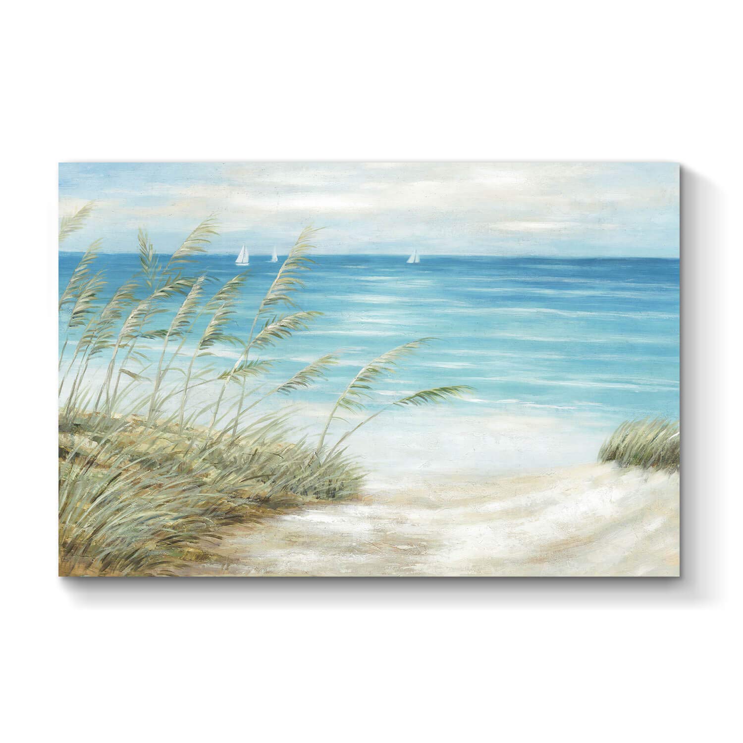 Tar Tar Studio Seascape Canvas Painting Wall Art: Oil Painting Style Beach Theme With Hand Painted Texture Canvas Art Wall D  Co