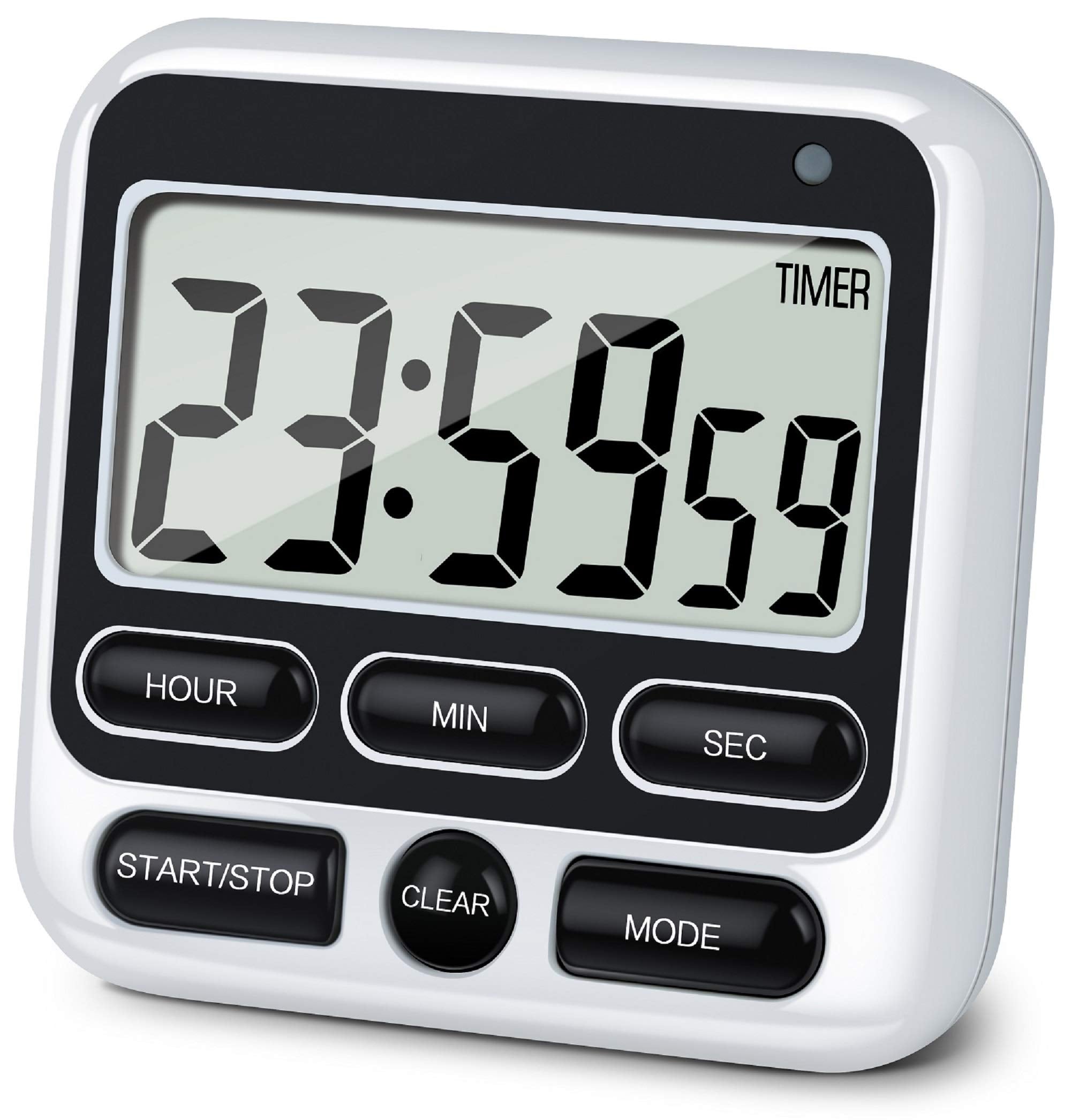 KTKUDY Digital Kitchen Timer with Mute/Loud Alarm Switch ON/Off Switch, 12-Hour Clock & Alarm, Memory Function Count Up & Count 
