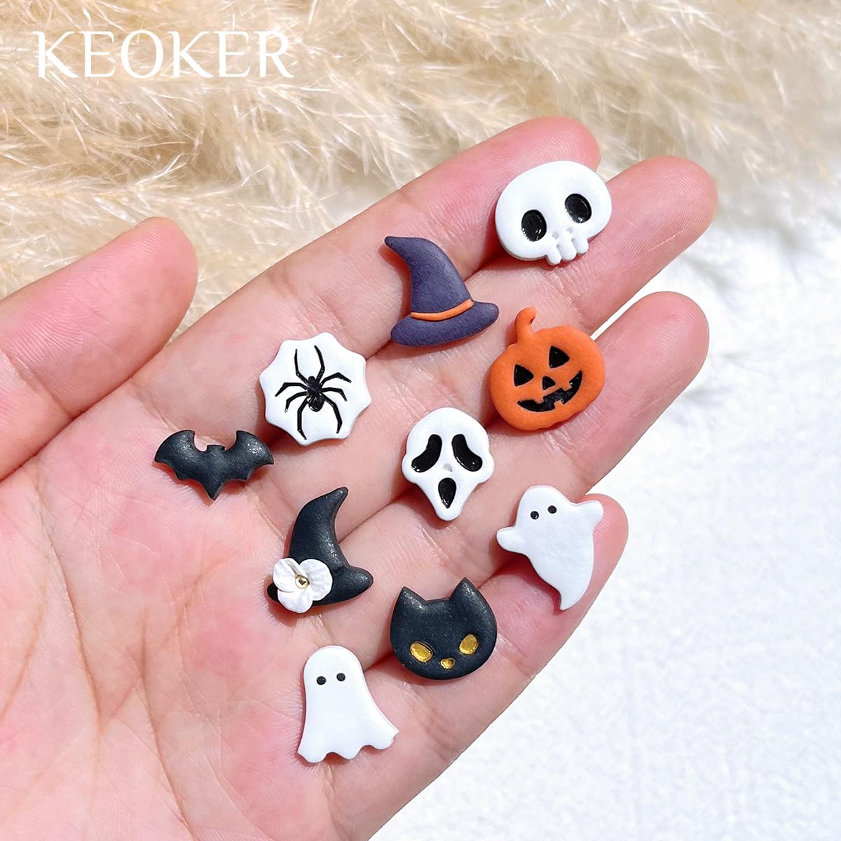 Keoker Halloween Polymer Clay Cutters, Halloween Clay Cutters For Polymer Clay Jewelry, 10 Shapes Halloween Clay Earrings Cutter