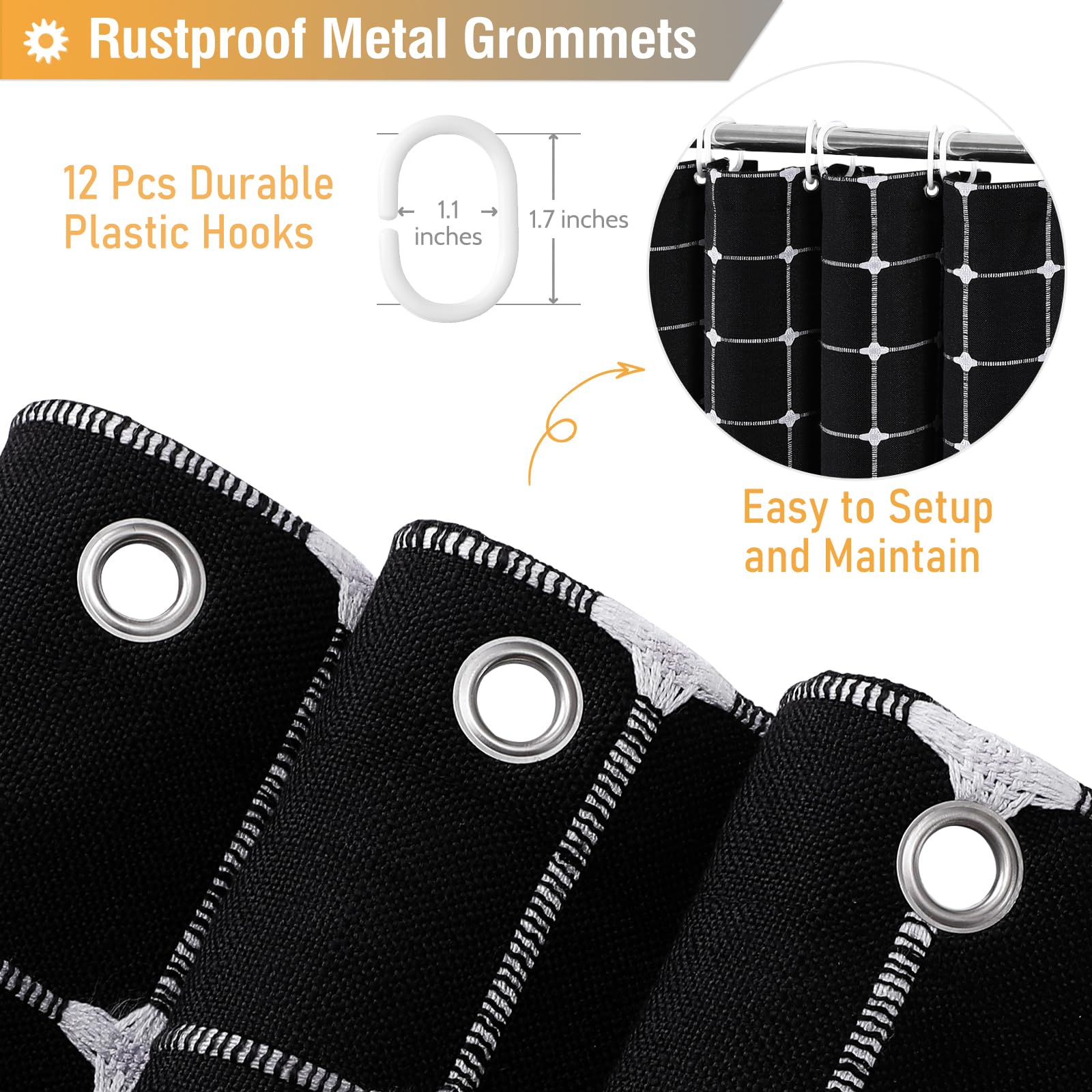 Bttn Boho Farmhouse Shower Curtain, Linen Heavy Duty Fabric Shower Curtain Set With Tassel, Water Repellent, Bohemian Vintage Co